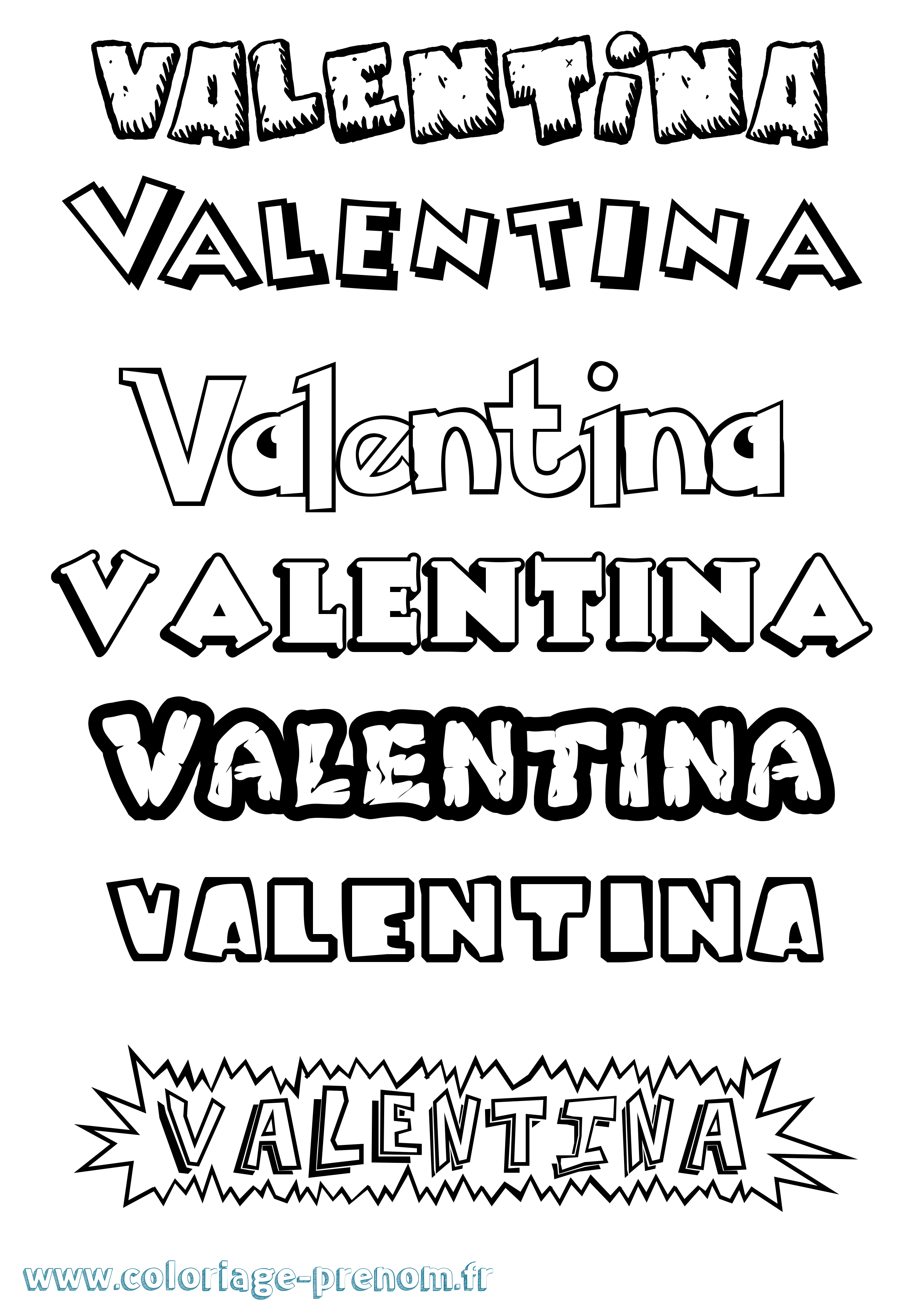 Coloriage prénom Valentina Dessin Animé