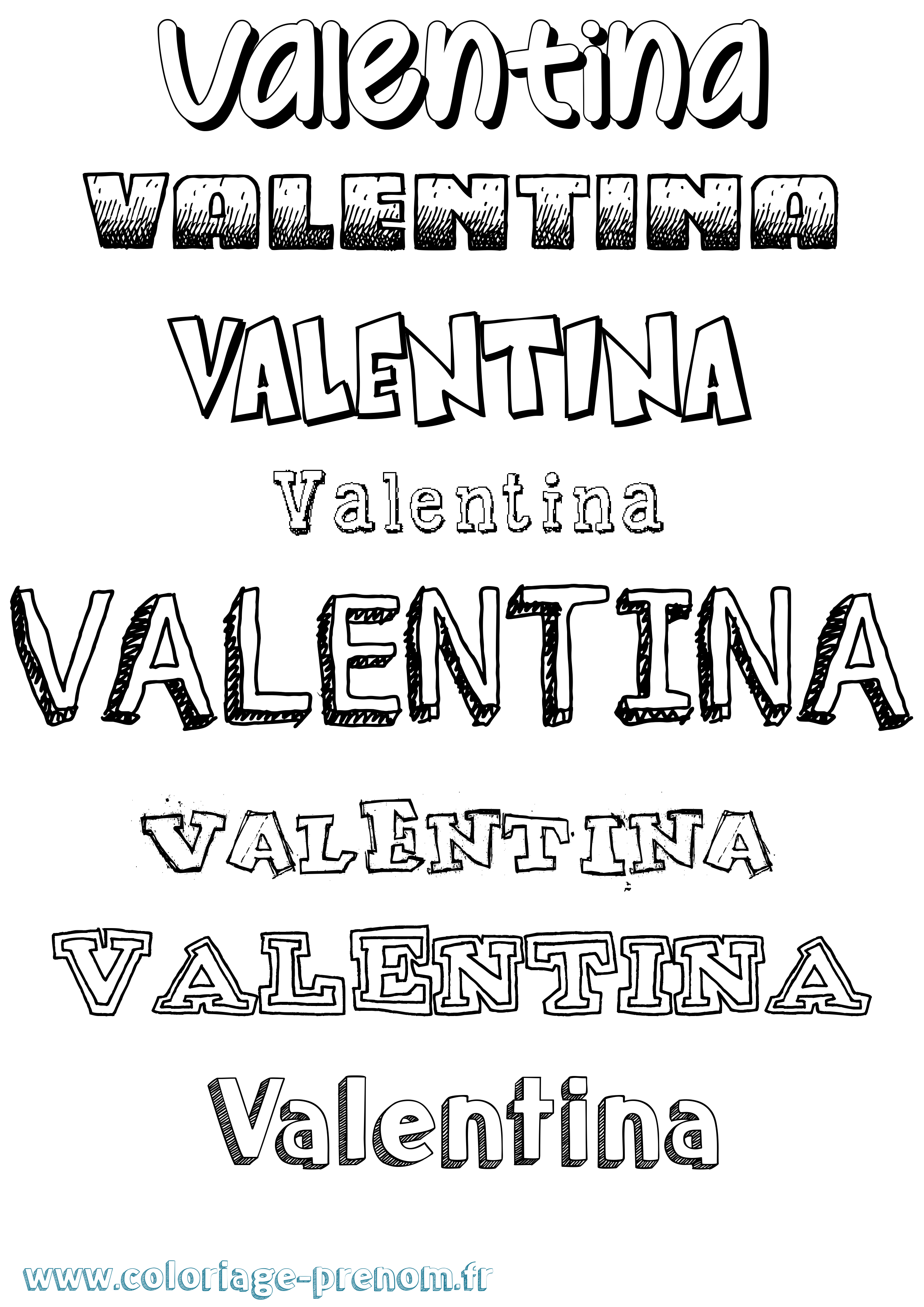 Coloriage prénom Valentina Dessiné