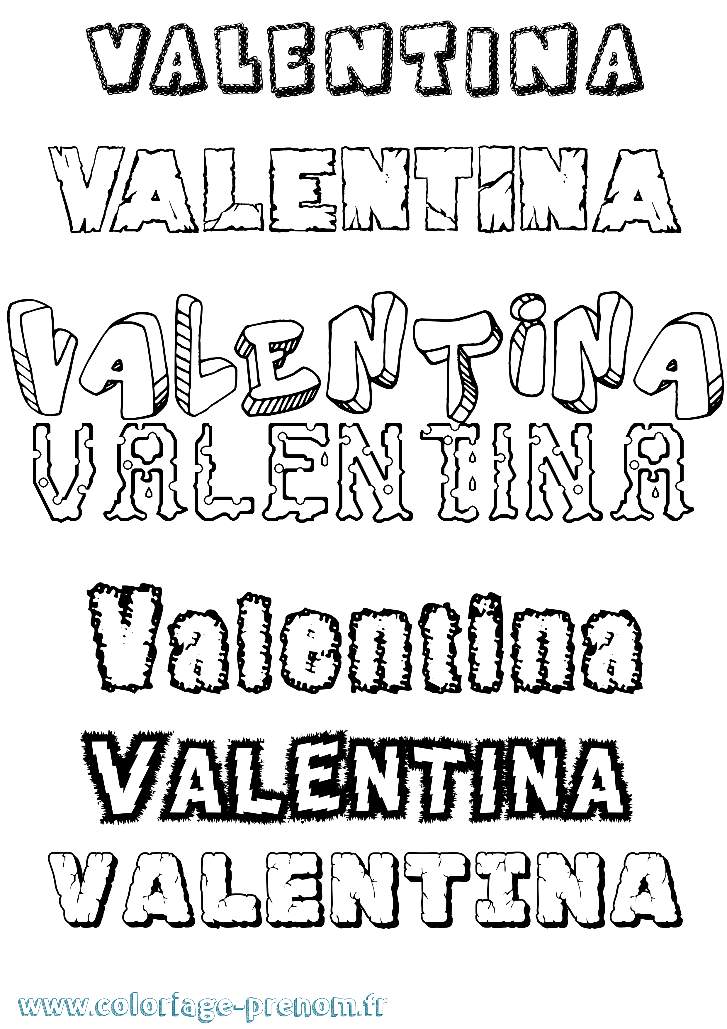 Coloriage prénom Valentina Destructuré
