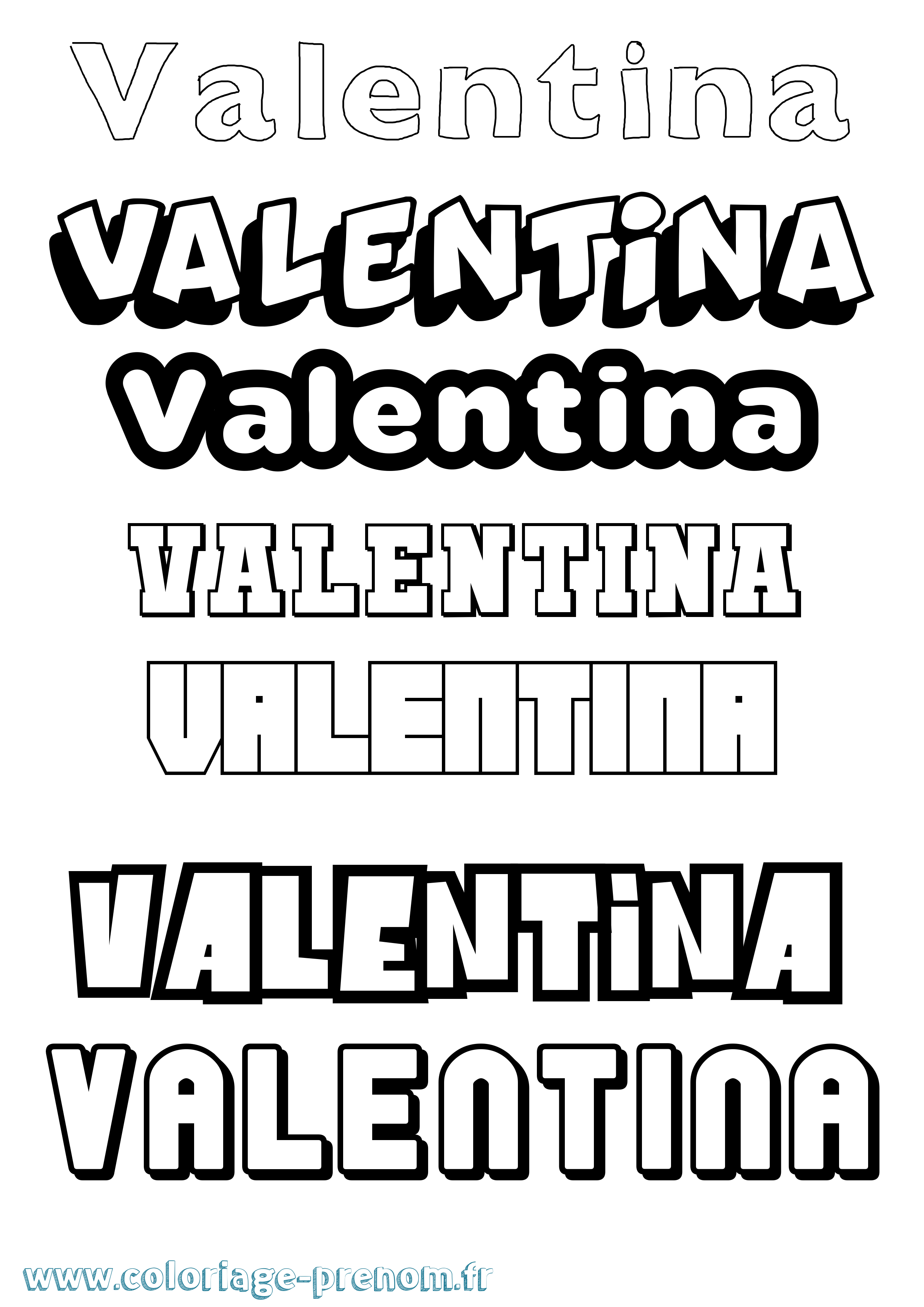 Coloriage prénom Valentina Simple