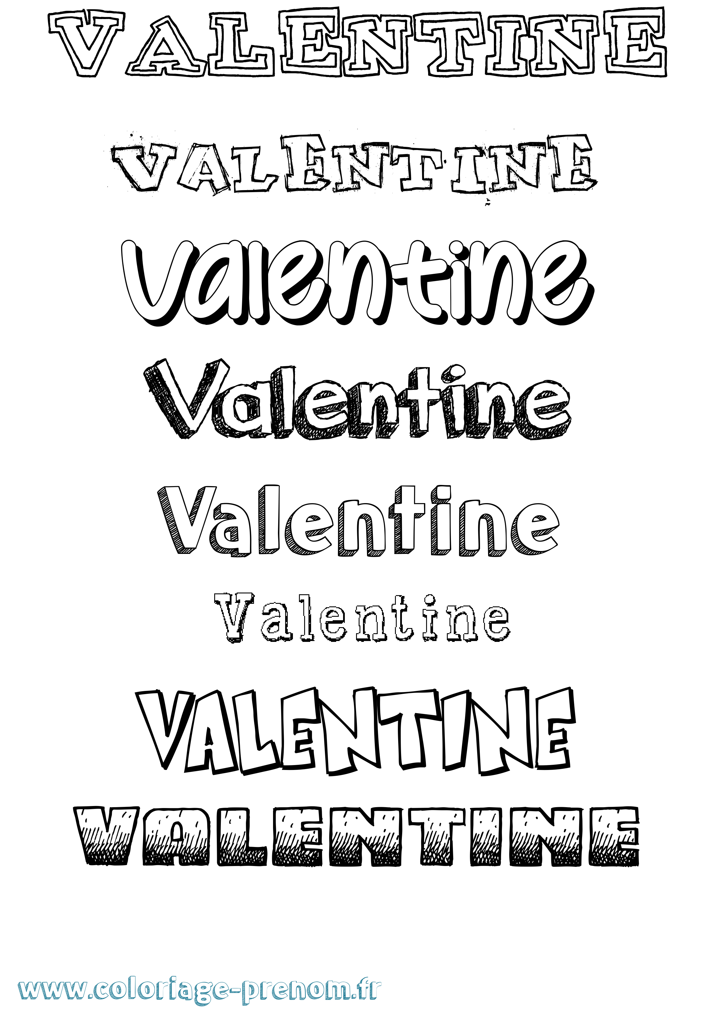 Coloriage prénom Valentine Dessiné