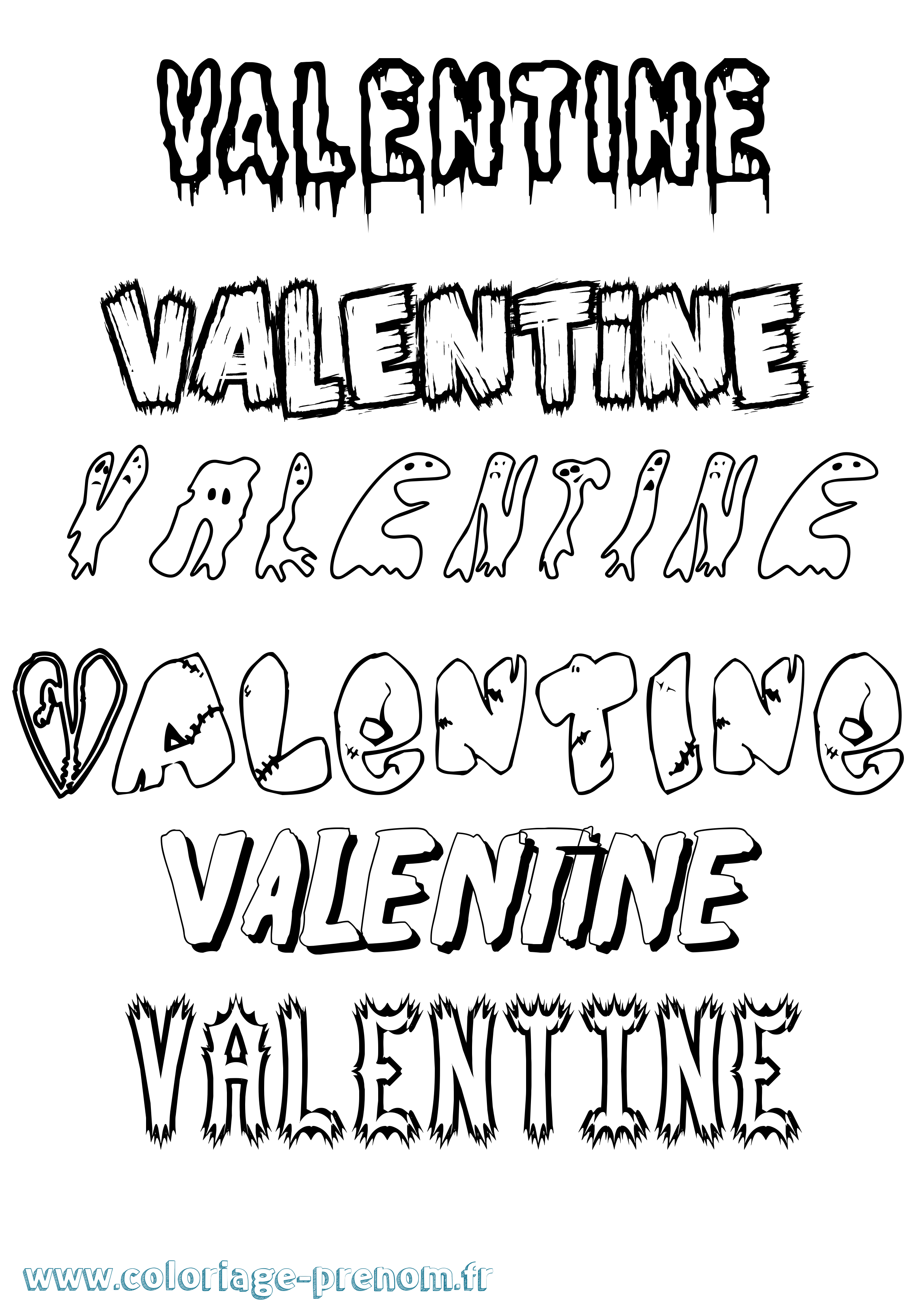 Coloriage prénom Valentine Frisson