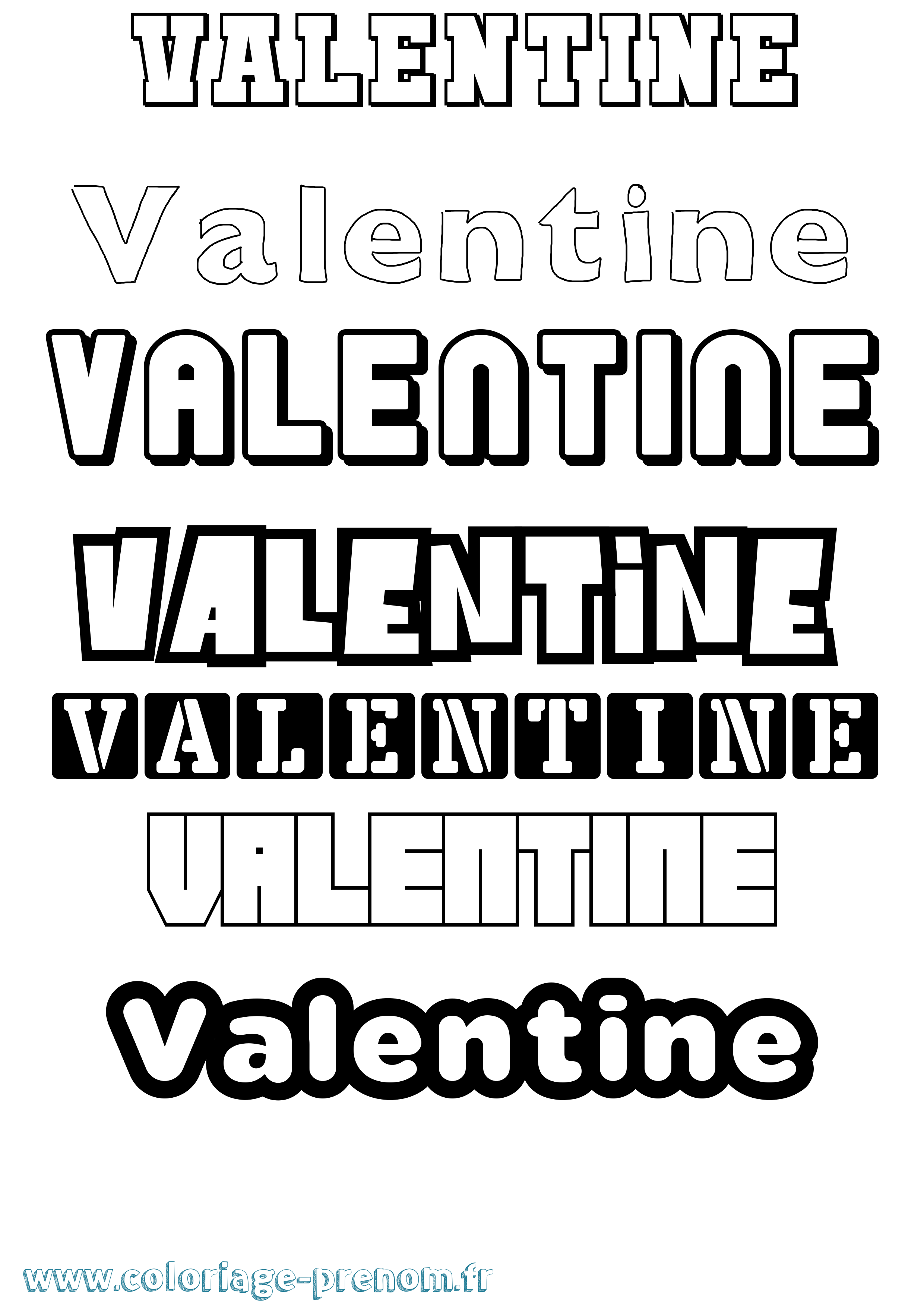 Coloriage prénom Valentine Simple