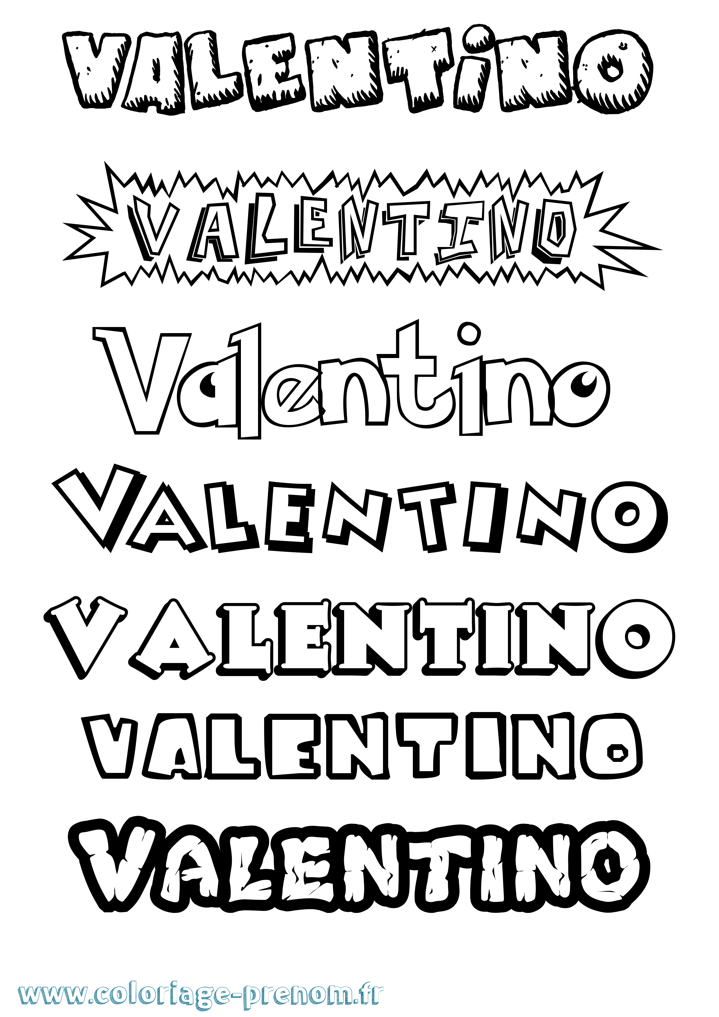 Coloriage Valentino Dessin Animé Coloriage prénom Valentino Dessin Animé