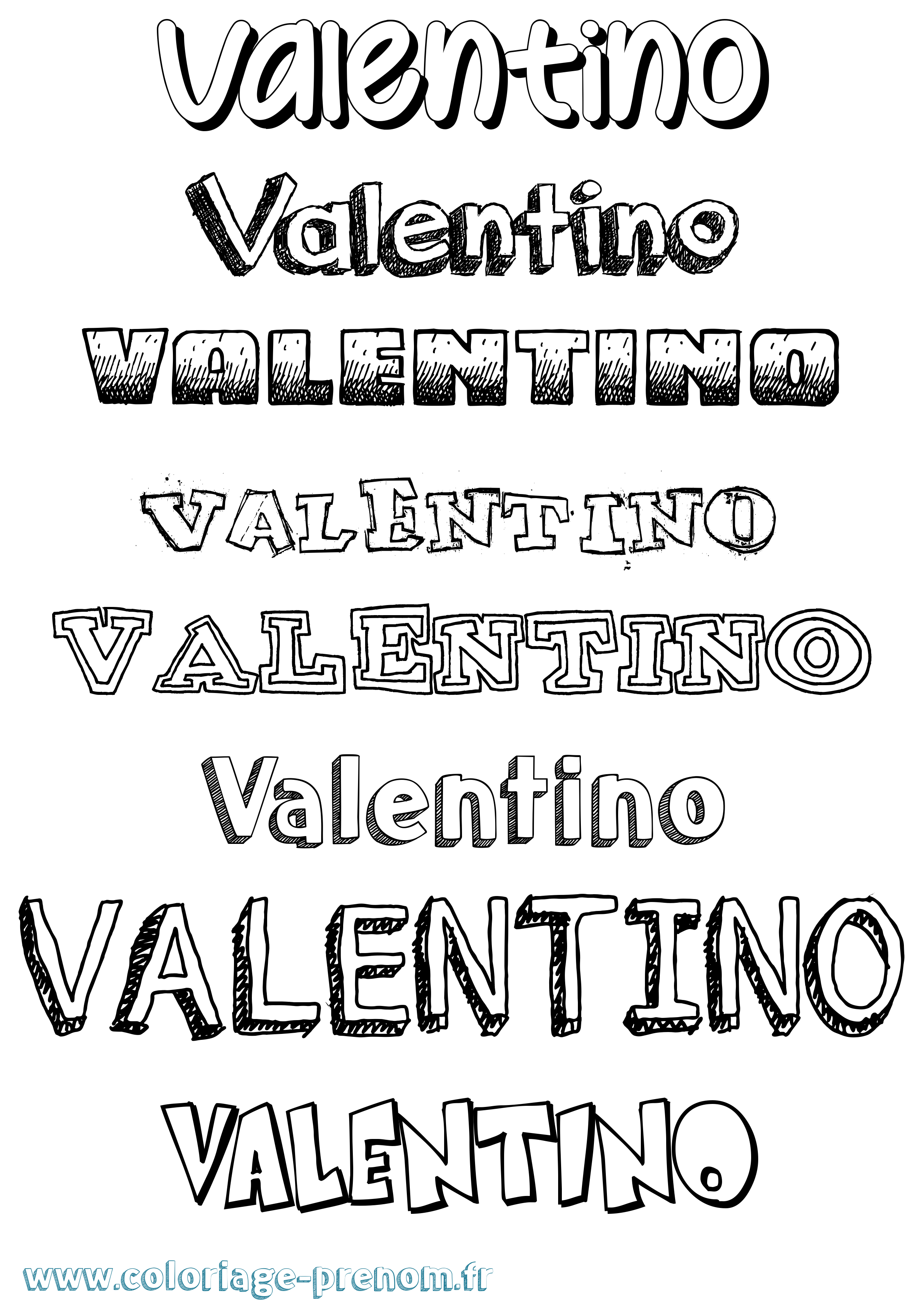 Coloriage Valentino Dessiné Coloriage prénom Valentino Dessiné