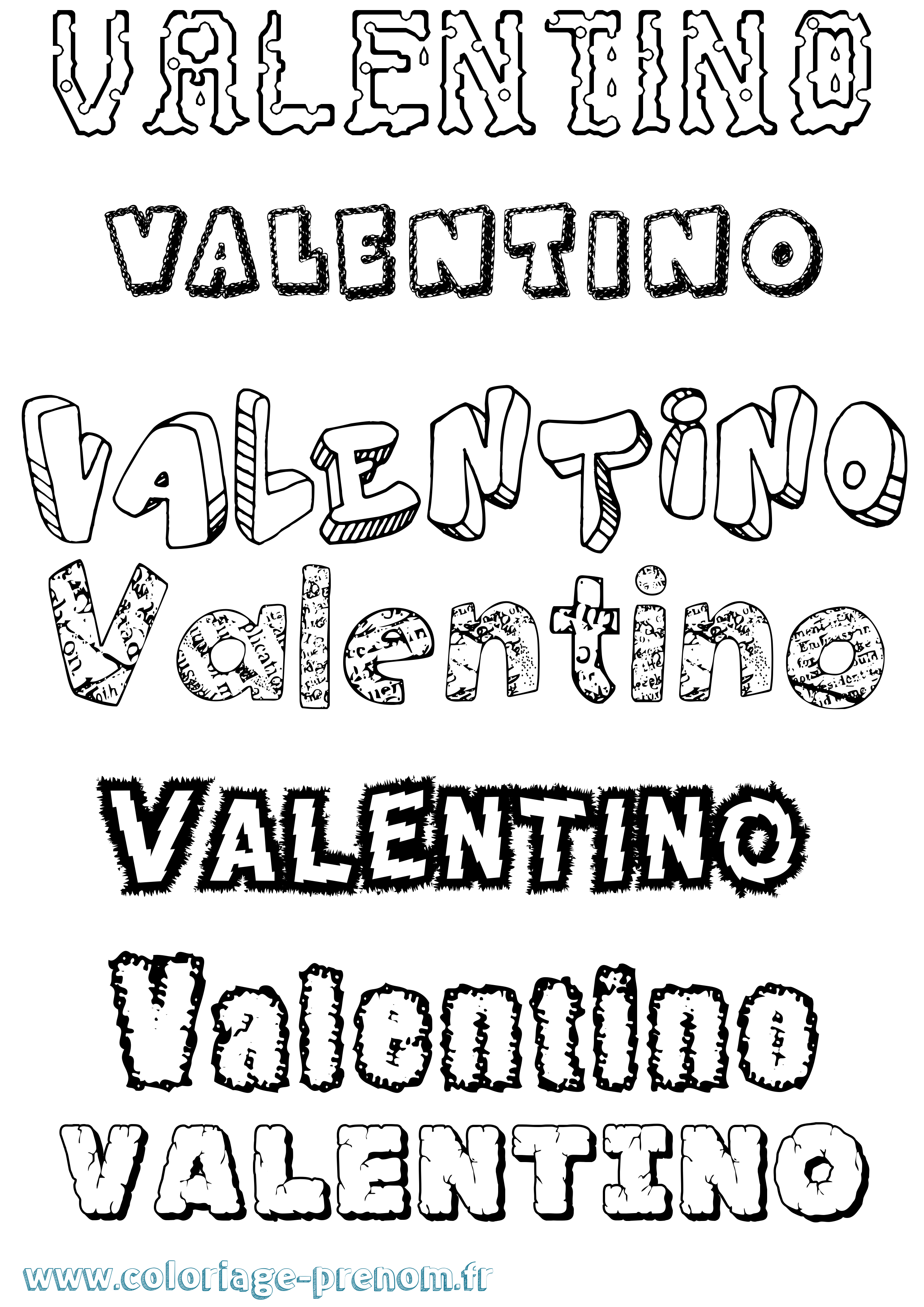 Coloriage Valentino Destructuré Coloriage prénom Valentino Destructuré