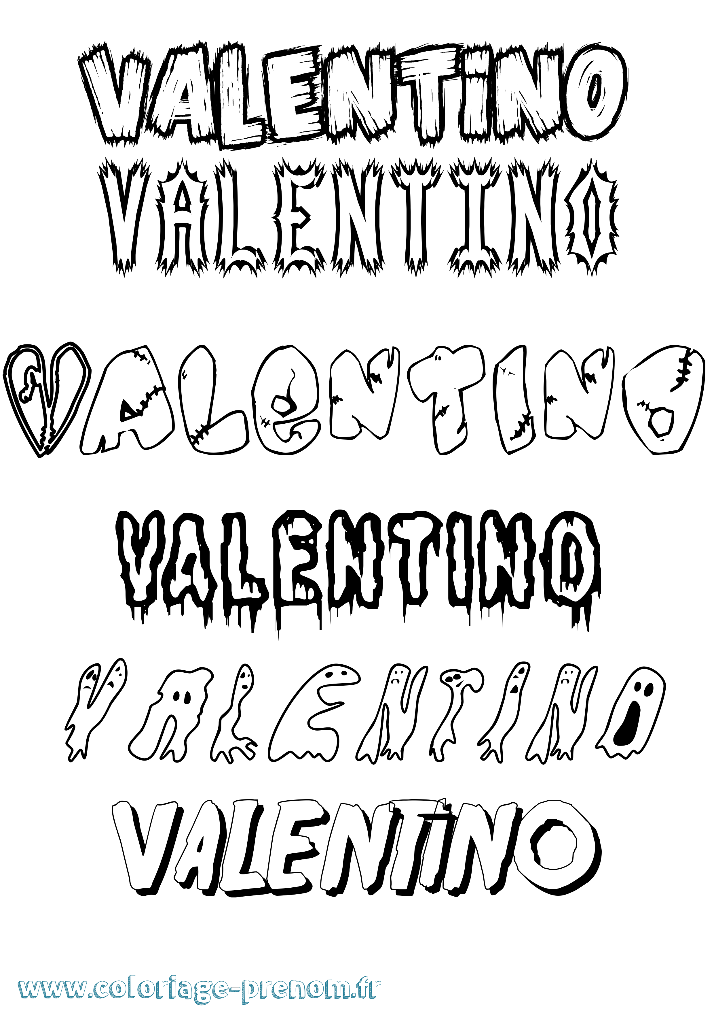 Coloriage Valentino Frisson Coloriage prénom Valentino Frisson