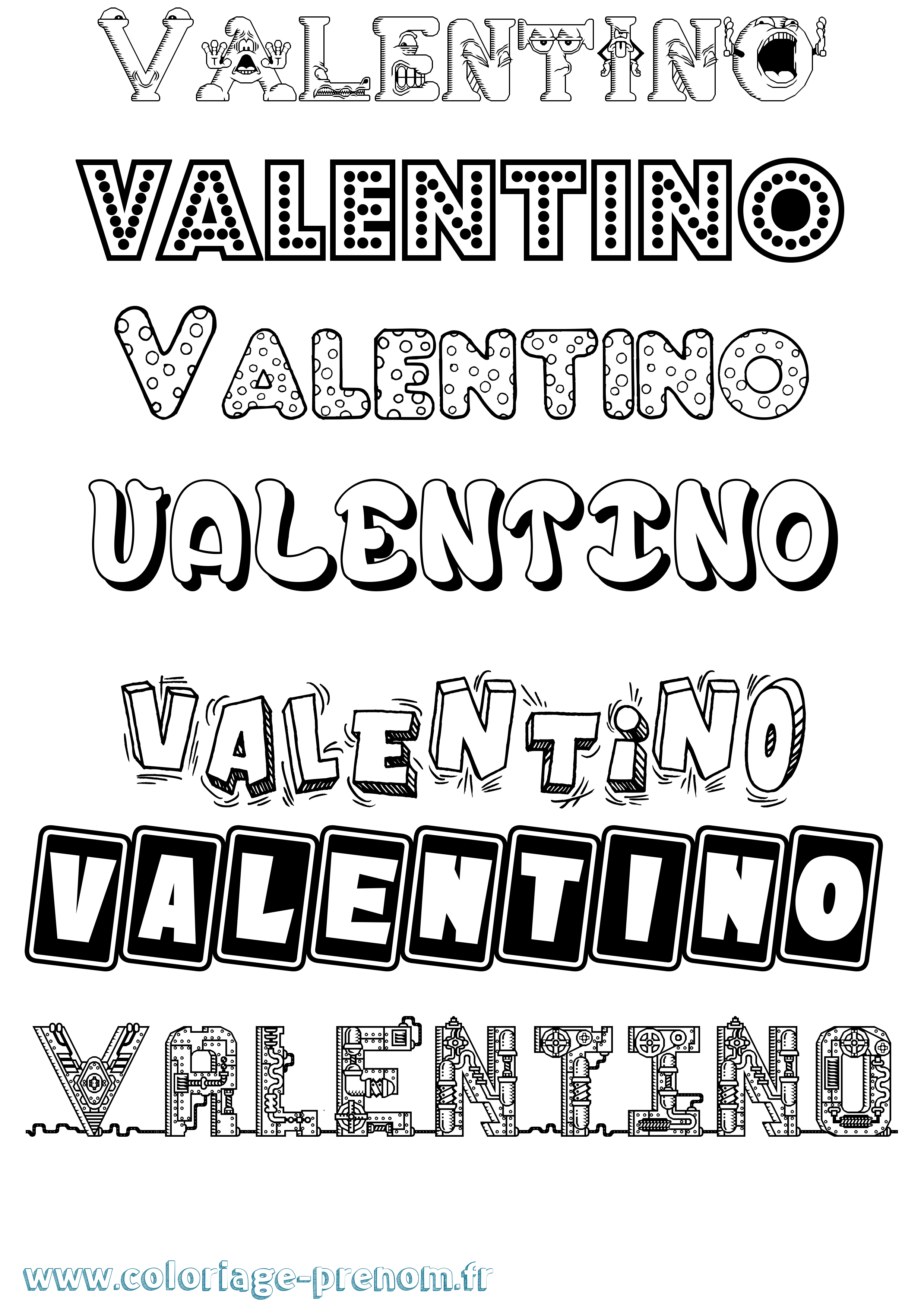 Coloriage Valentino Fun Coloriage prénom Valentino Fun