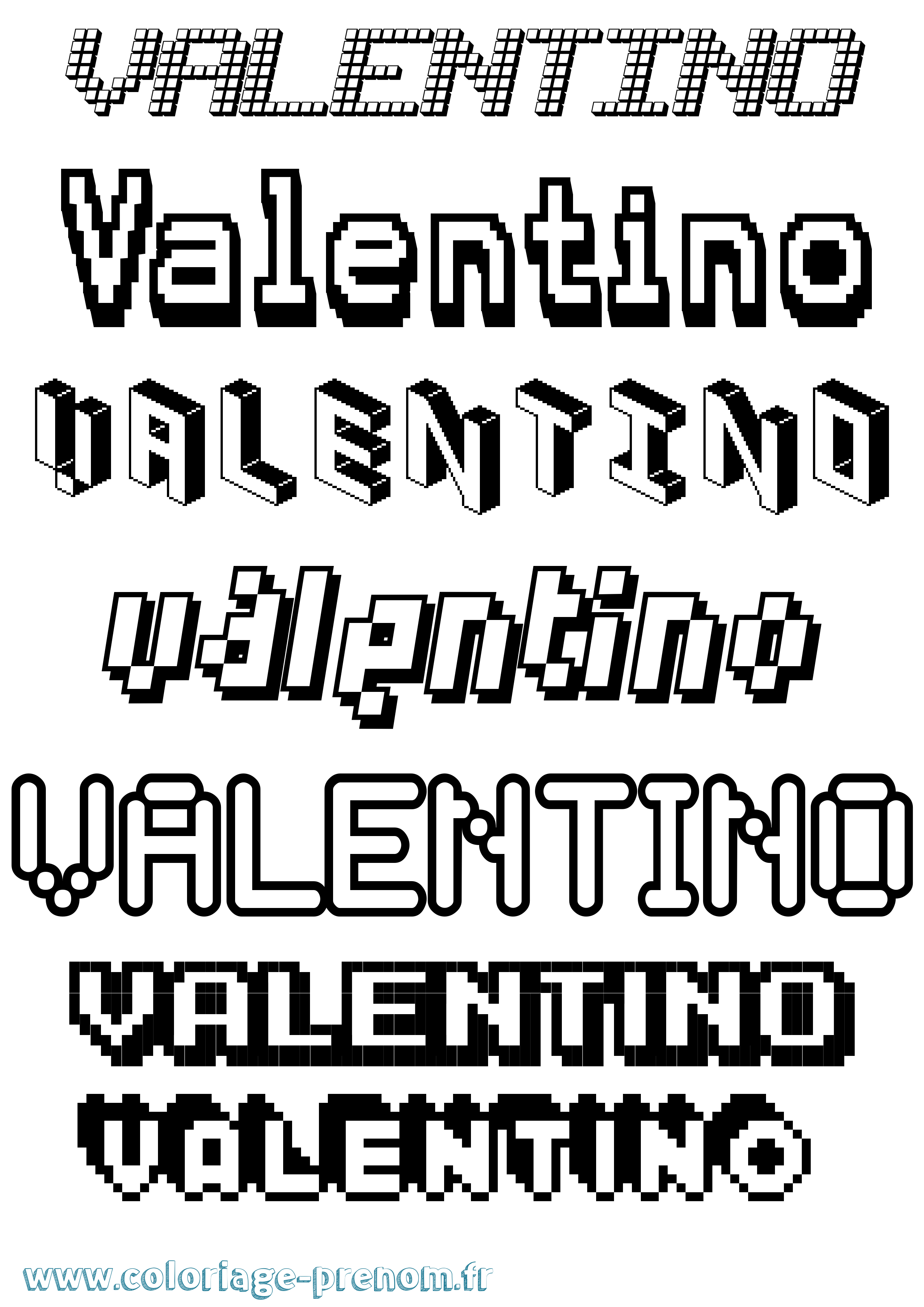 Coloriage Valentino Pixel Coloriage prénom Valentino Pixel