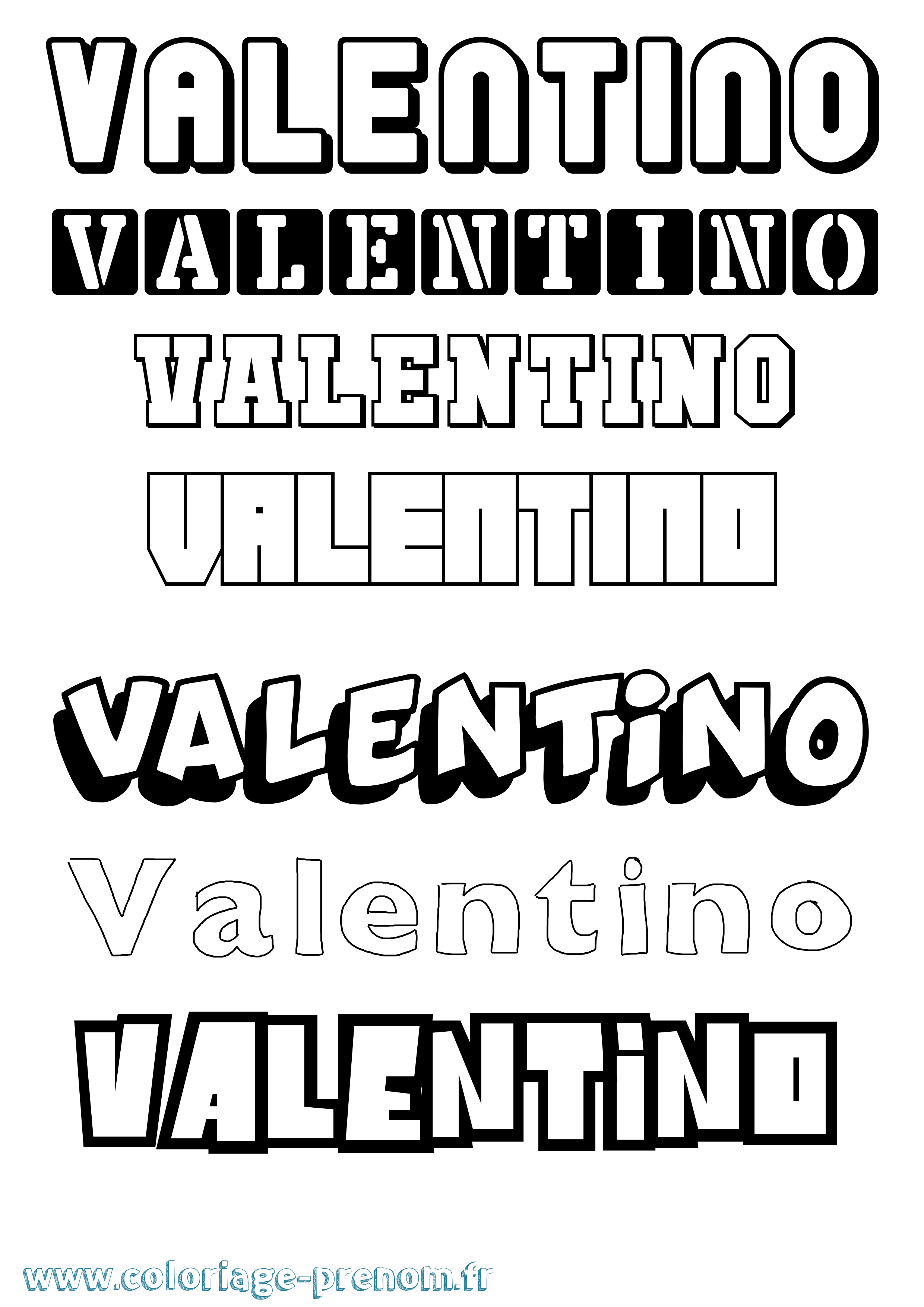 Coloriage Valentino Simple Coloriage prénom Valentino Simple