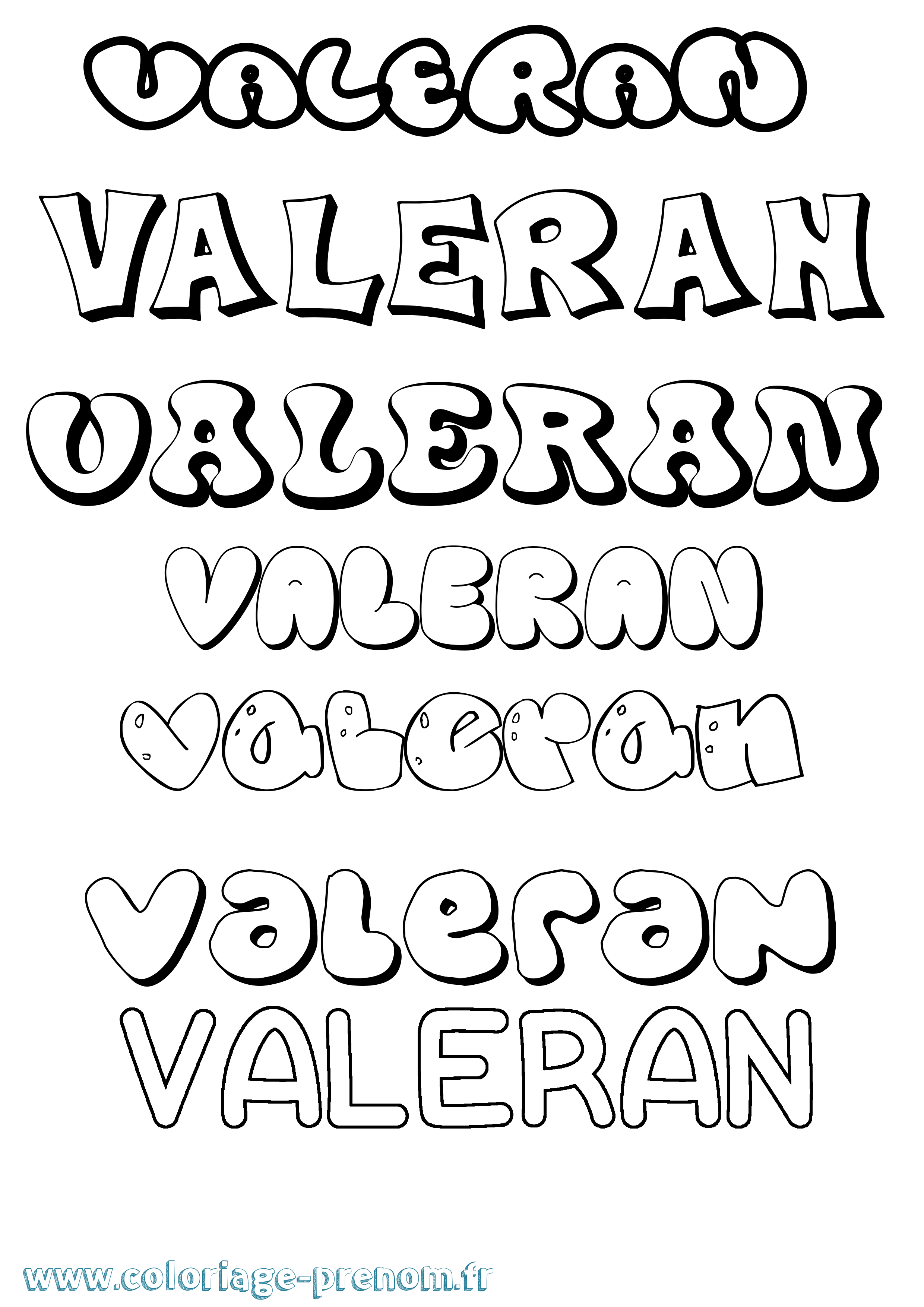 Coloriage prénom Valeran Bubble