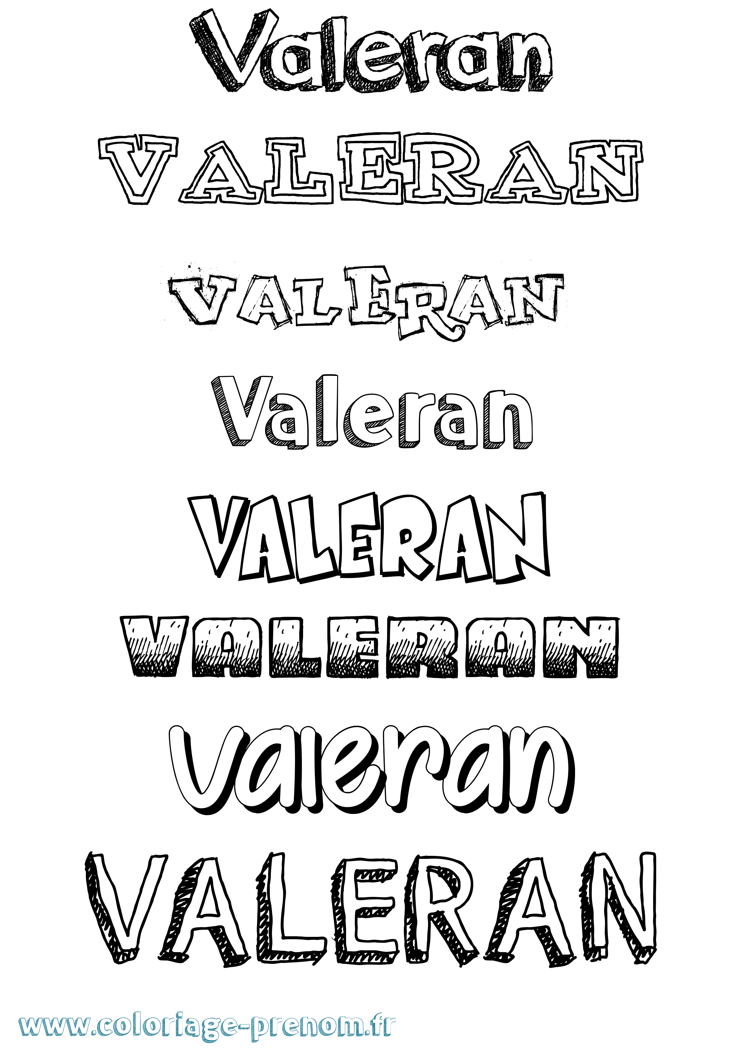 Coloriage prénom Valeran Dessiné
