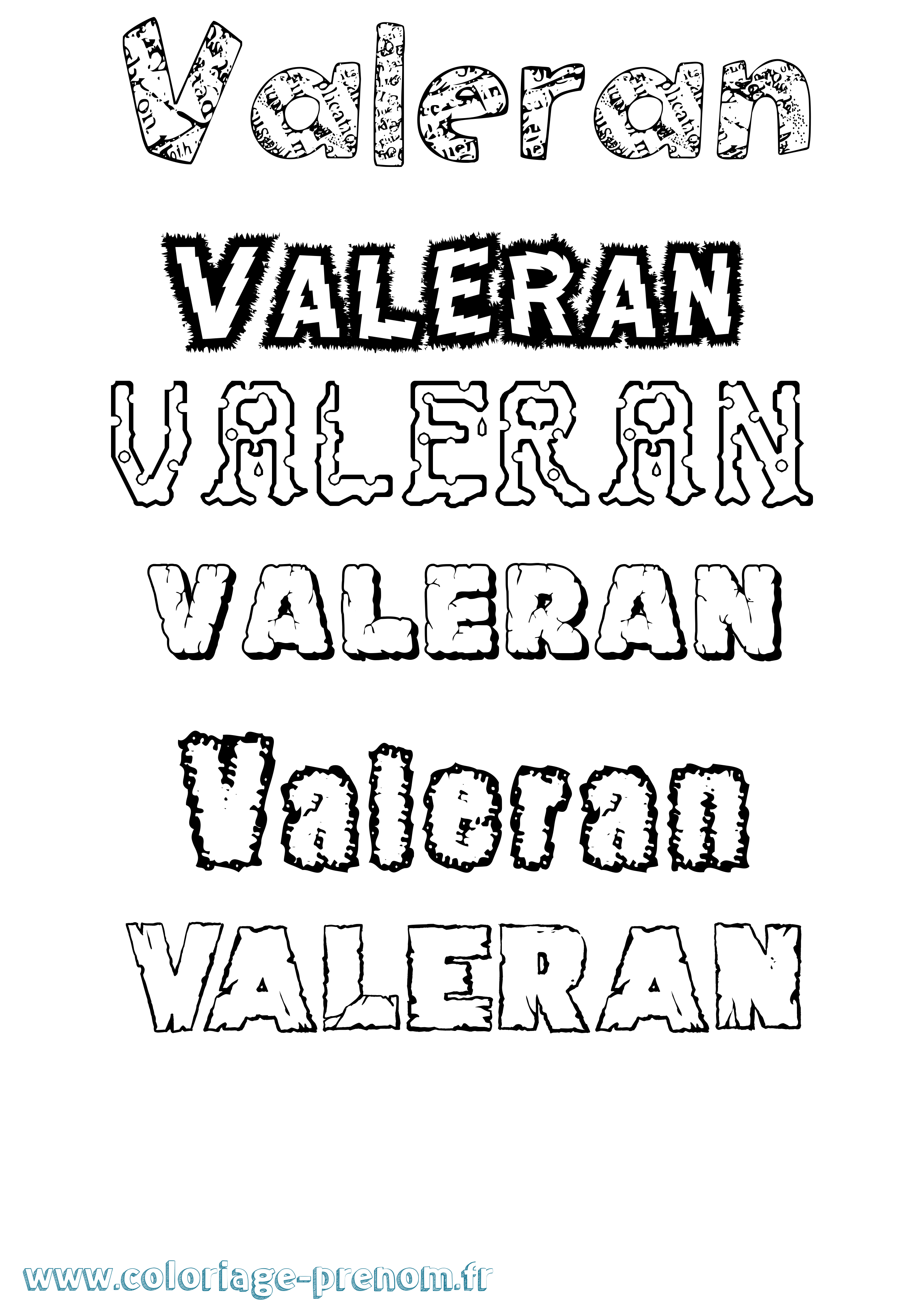 Coloriage prénom Valeran Destructuré
