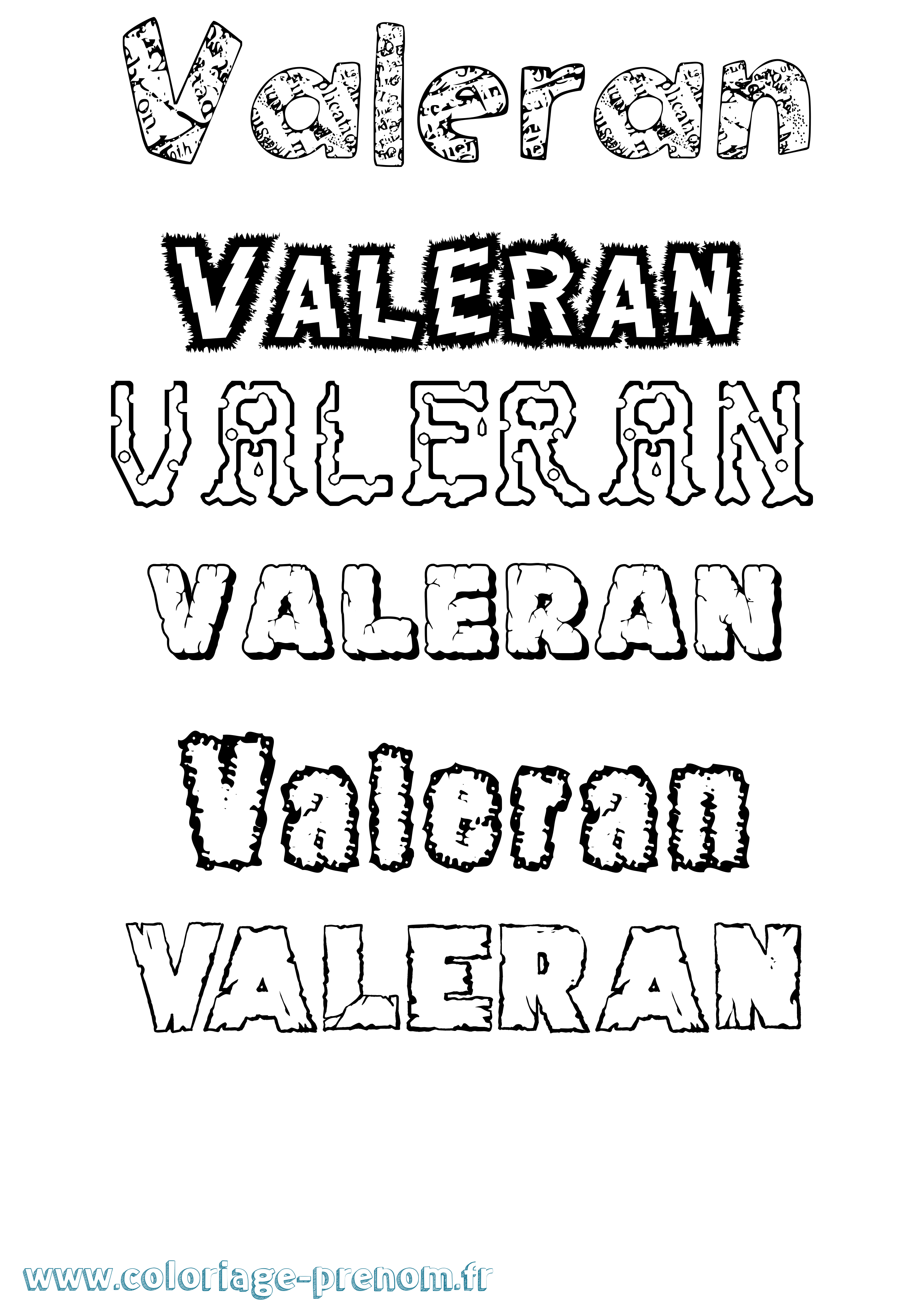 Coloriage Valeran Destructuré Coloriage prénom Valeran Destructuré