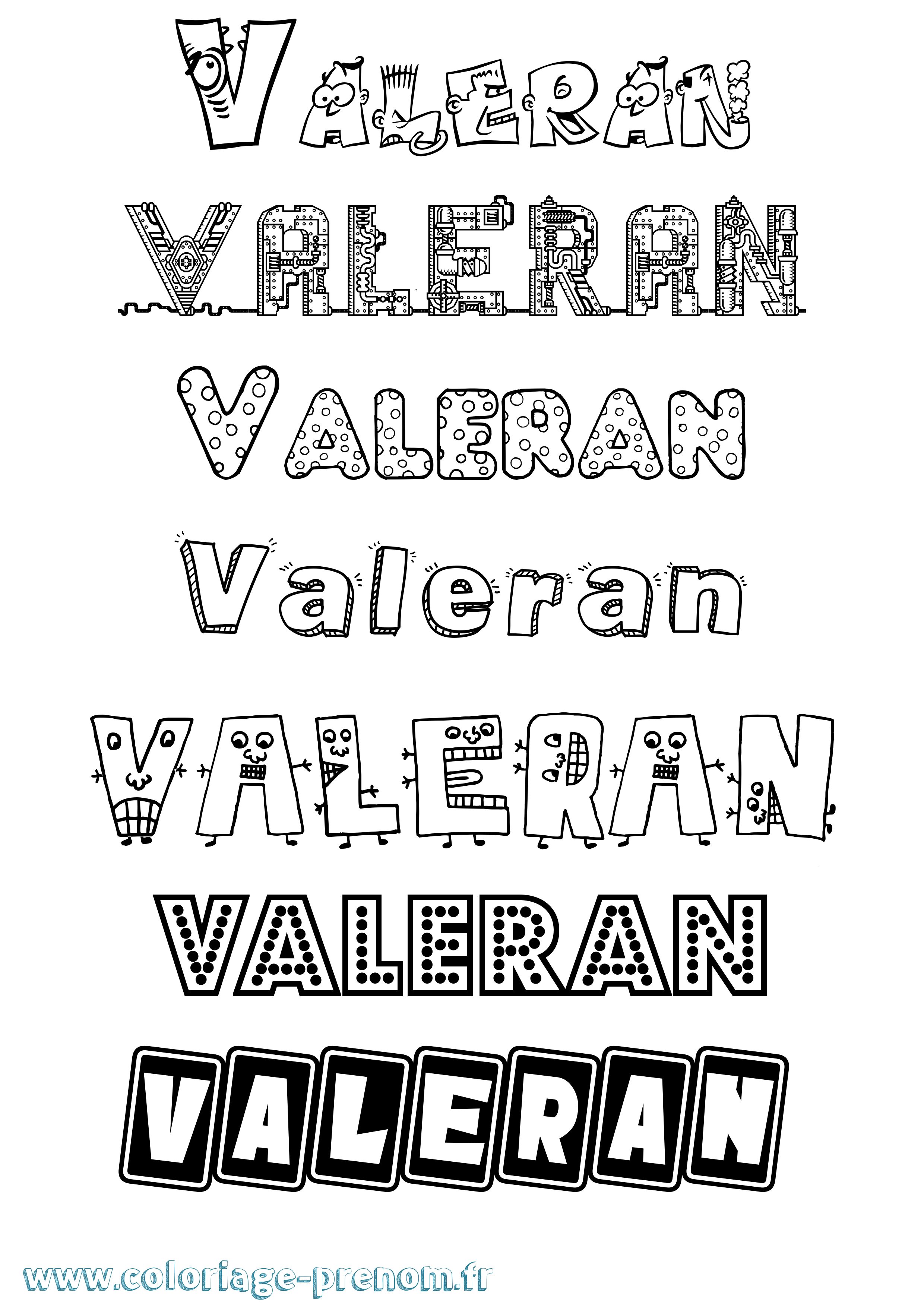 Coloriage prénom Valeran Fun