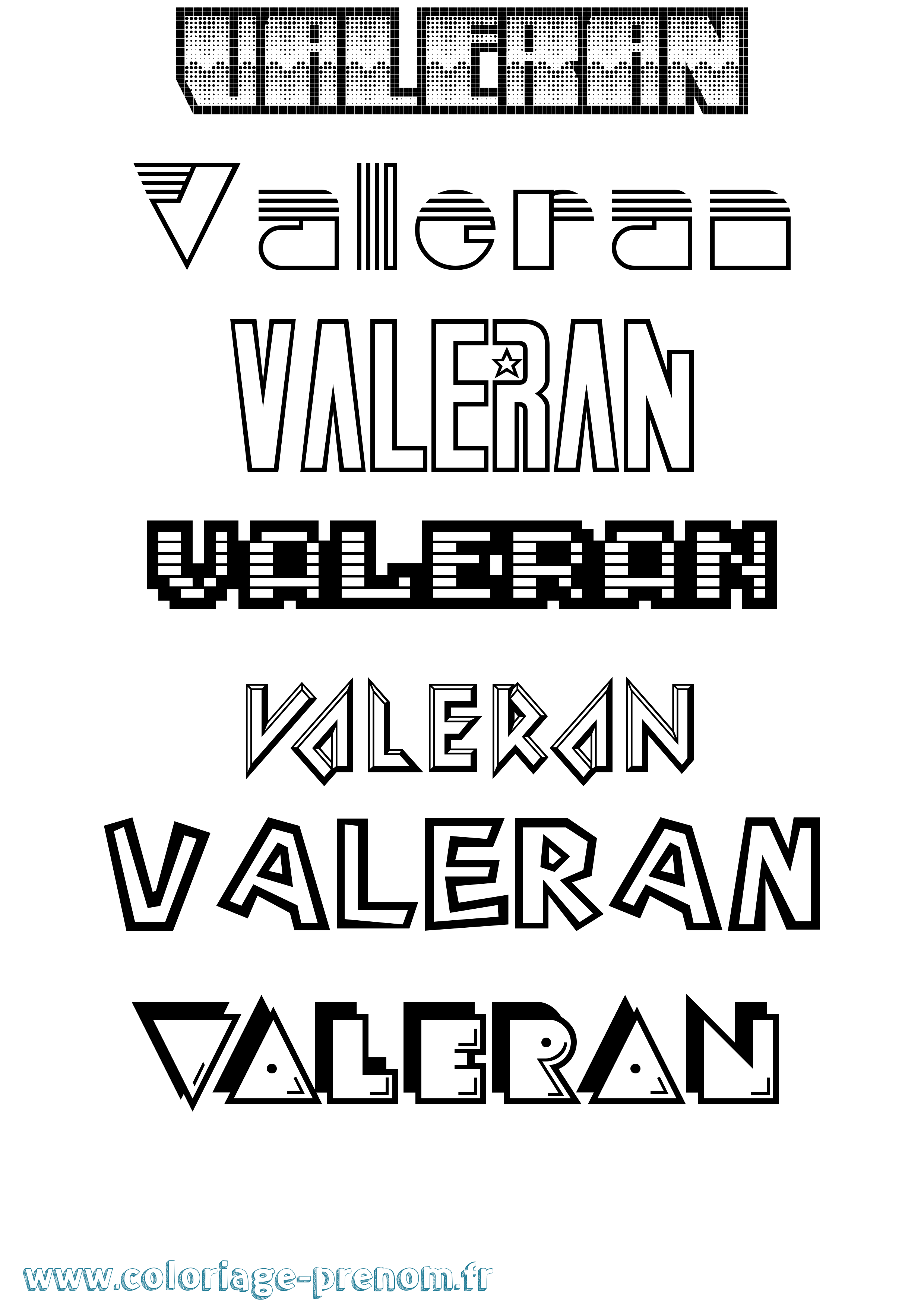 Coloriage prénom Valeran Jeux Vidéos