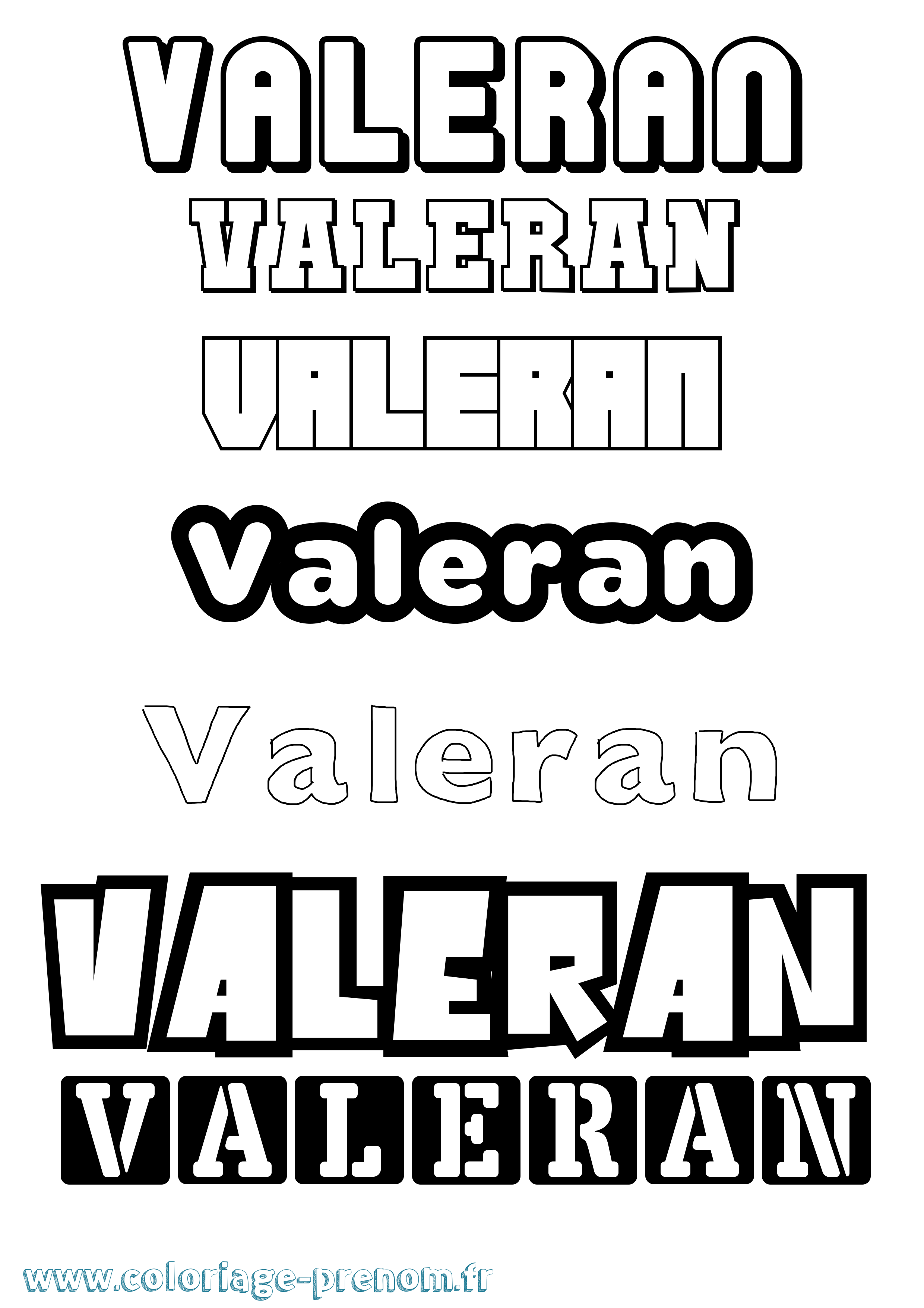 Coloriage prénom Valeran Simple