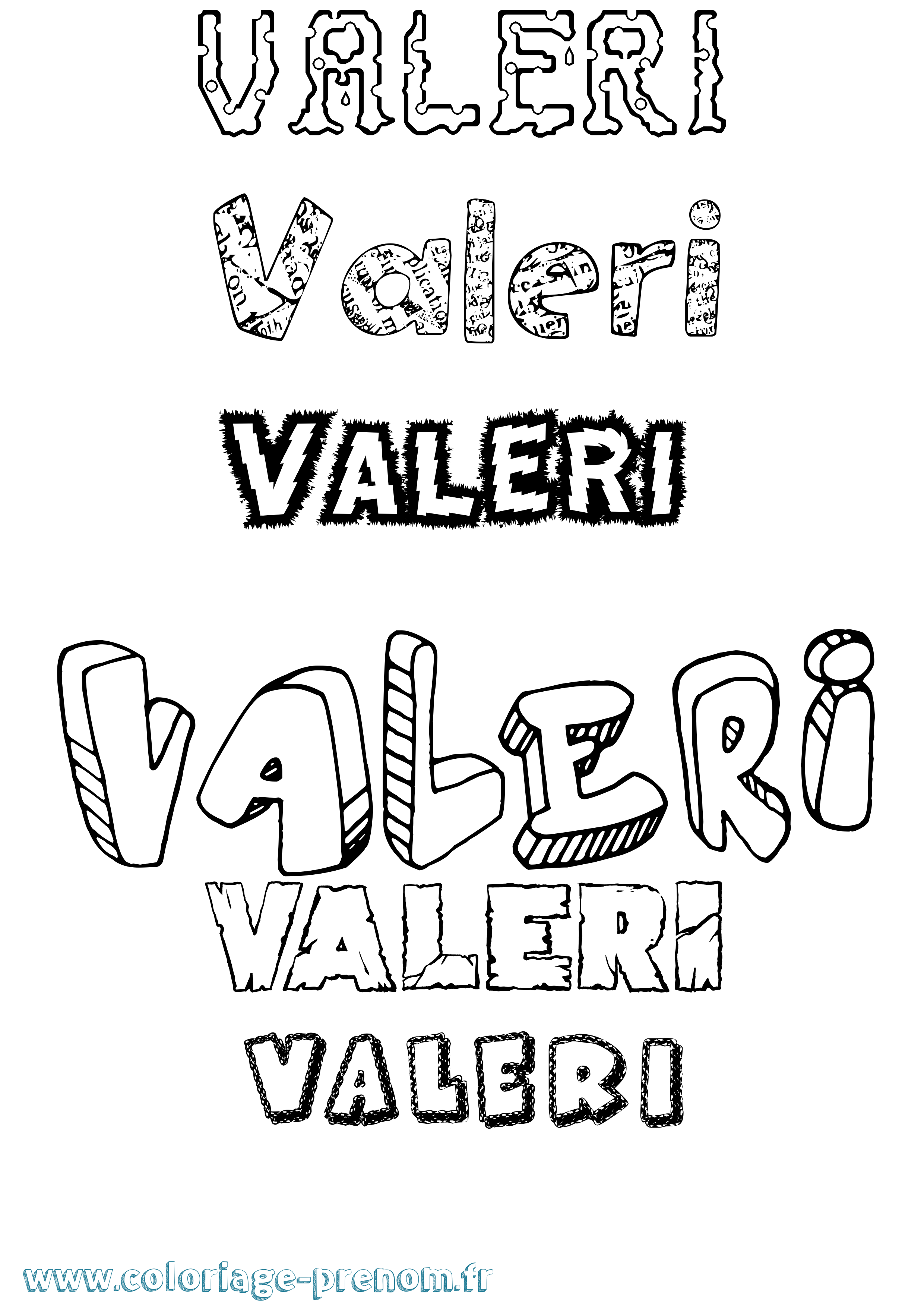 Coloriage Valeri Destructuré Coloriage prénom Valeri Destructuré