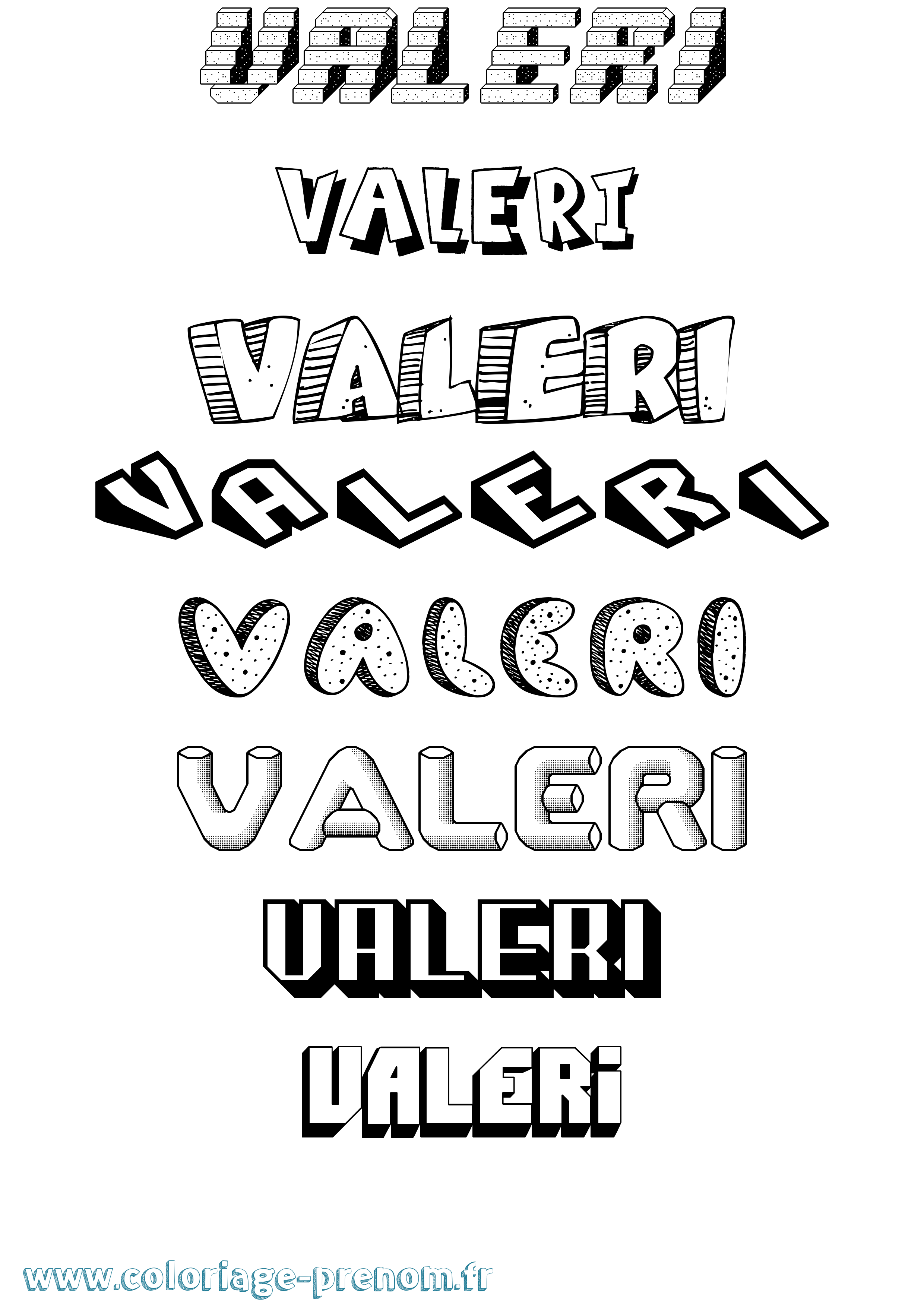 Coloriage Valeri Effet 3D Coloriage prénom Valeri Effet 3D