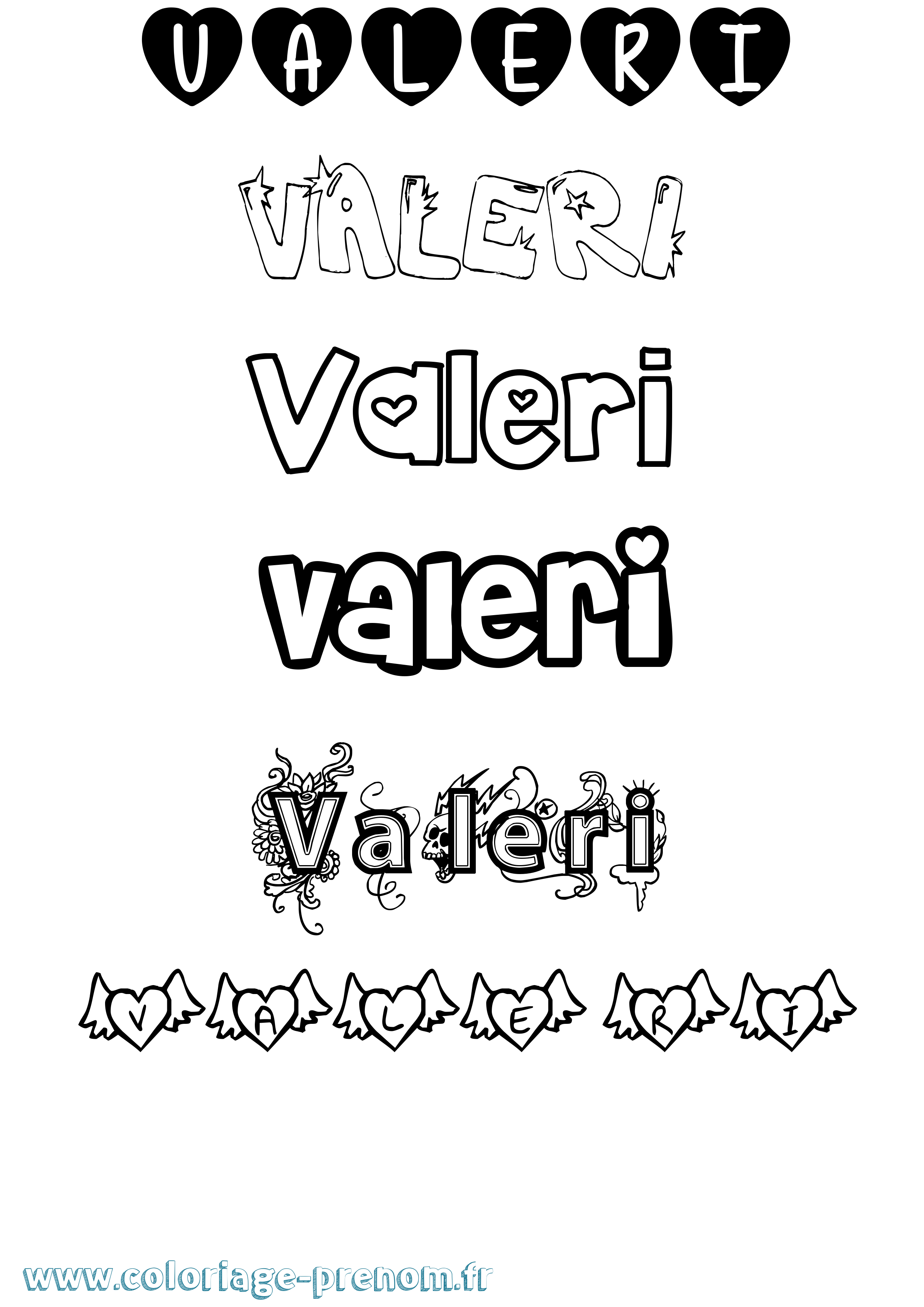 Coloriage Valeri Girly Coloriage prénom Valeri Girly