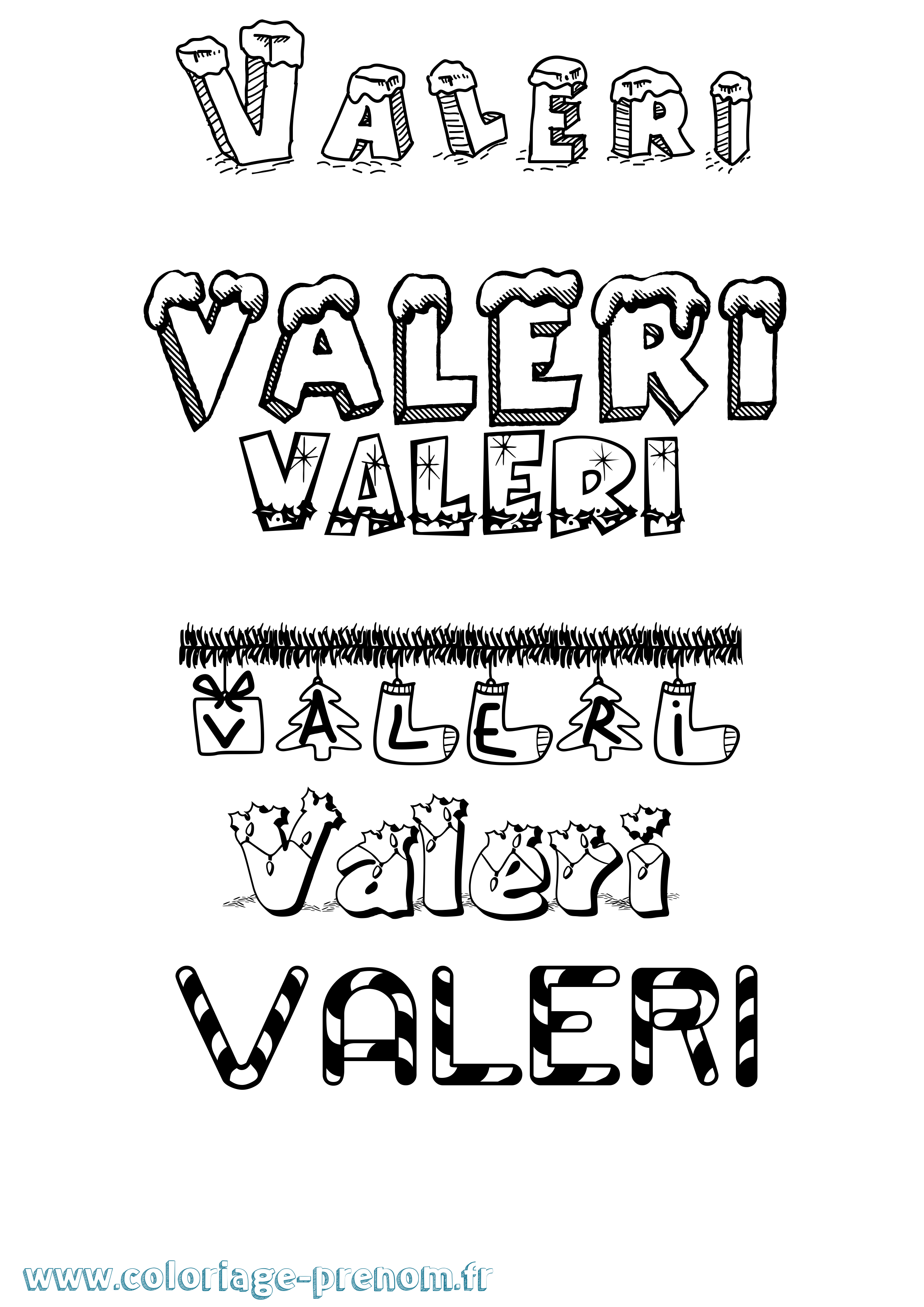 Coloriage Valeri Noël Coloriage prénom Valeri Noël