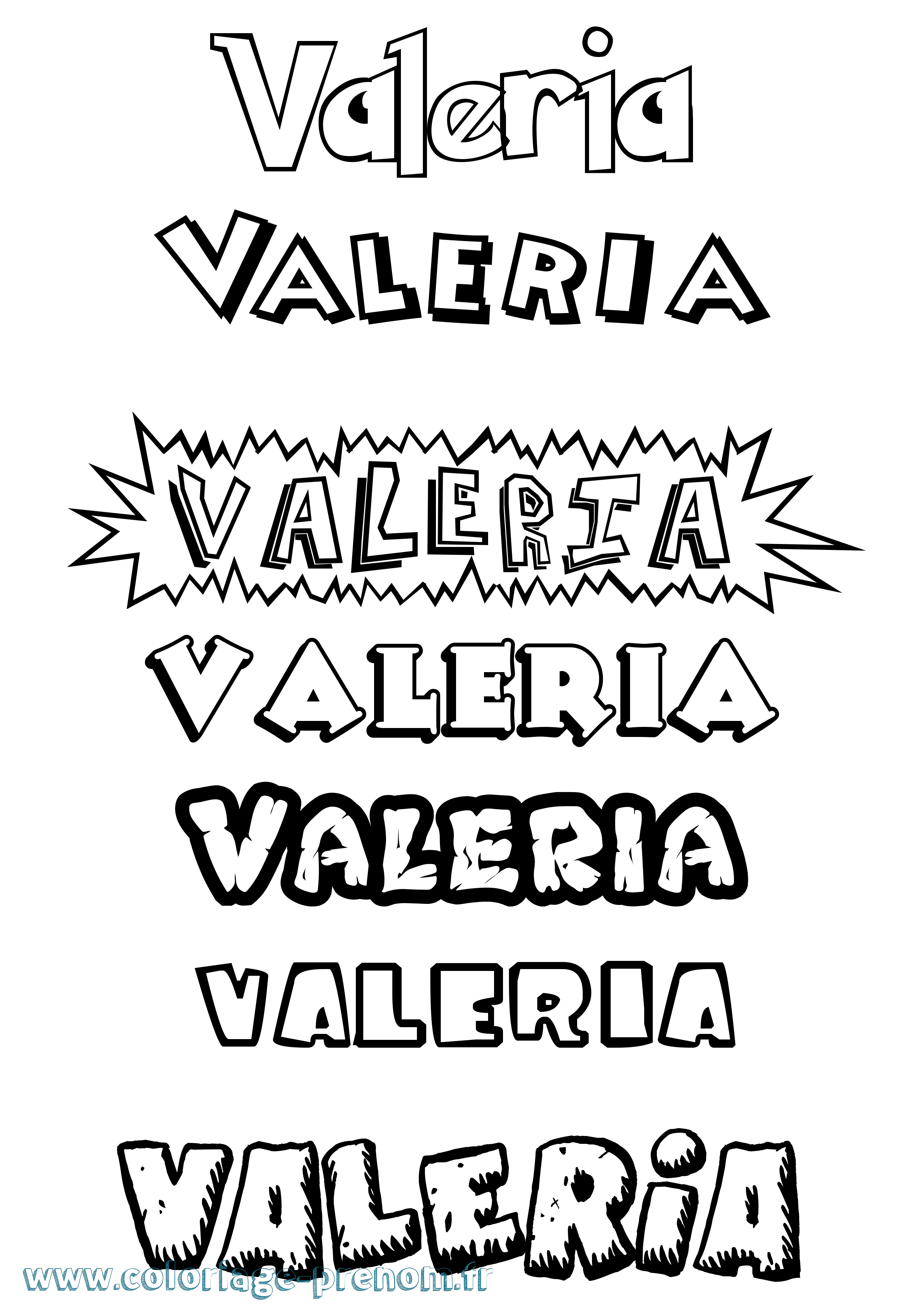 Coloriage prénom Valeria Dessin Animé