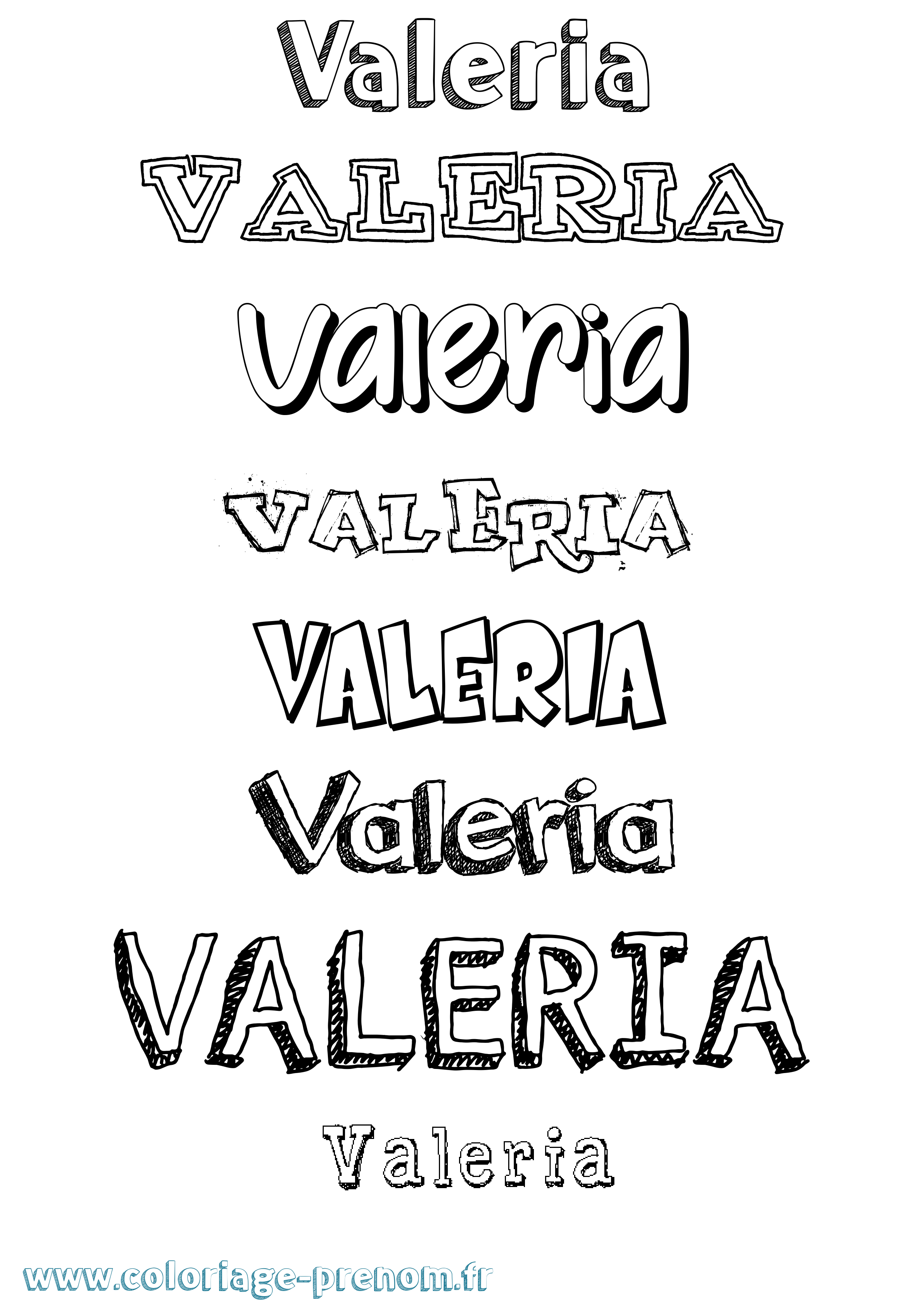 Coloriage prénom Valeria Dessiné