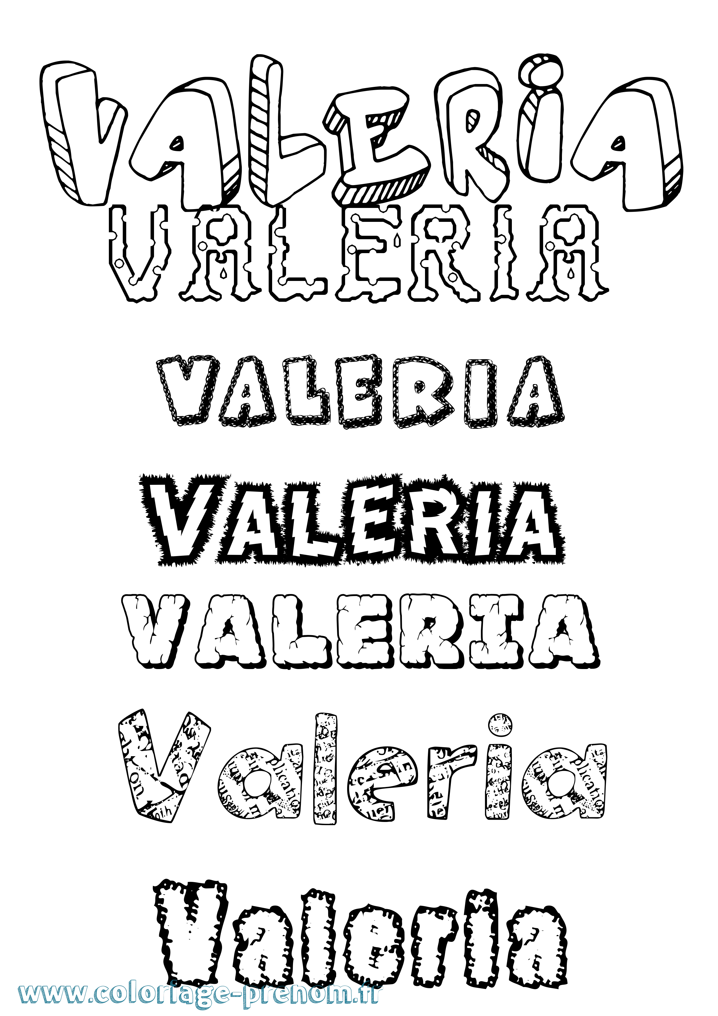Coloriage Valeria Destructuré Coloriage prénom Valeria Destructuré