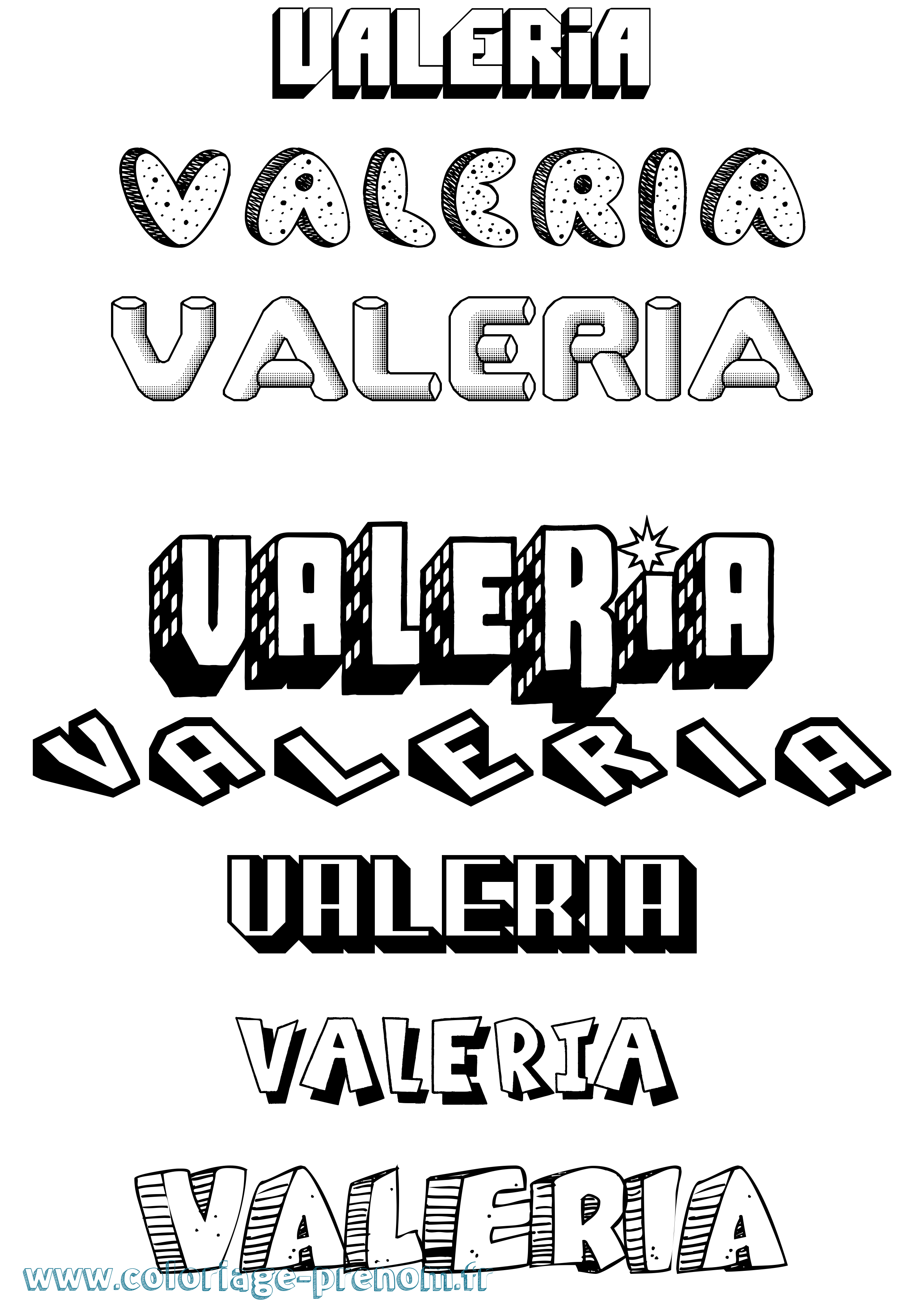 Coloriage prénom Valeria Effet 3D