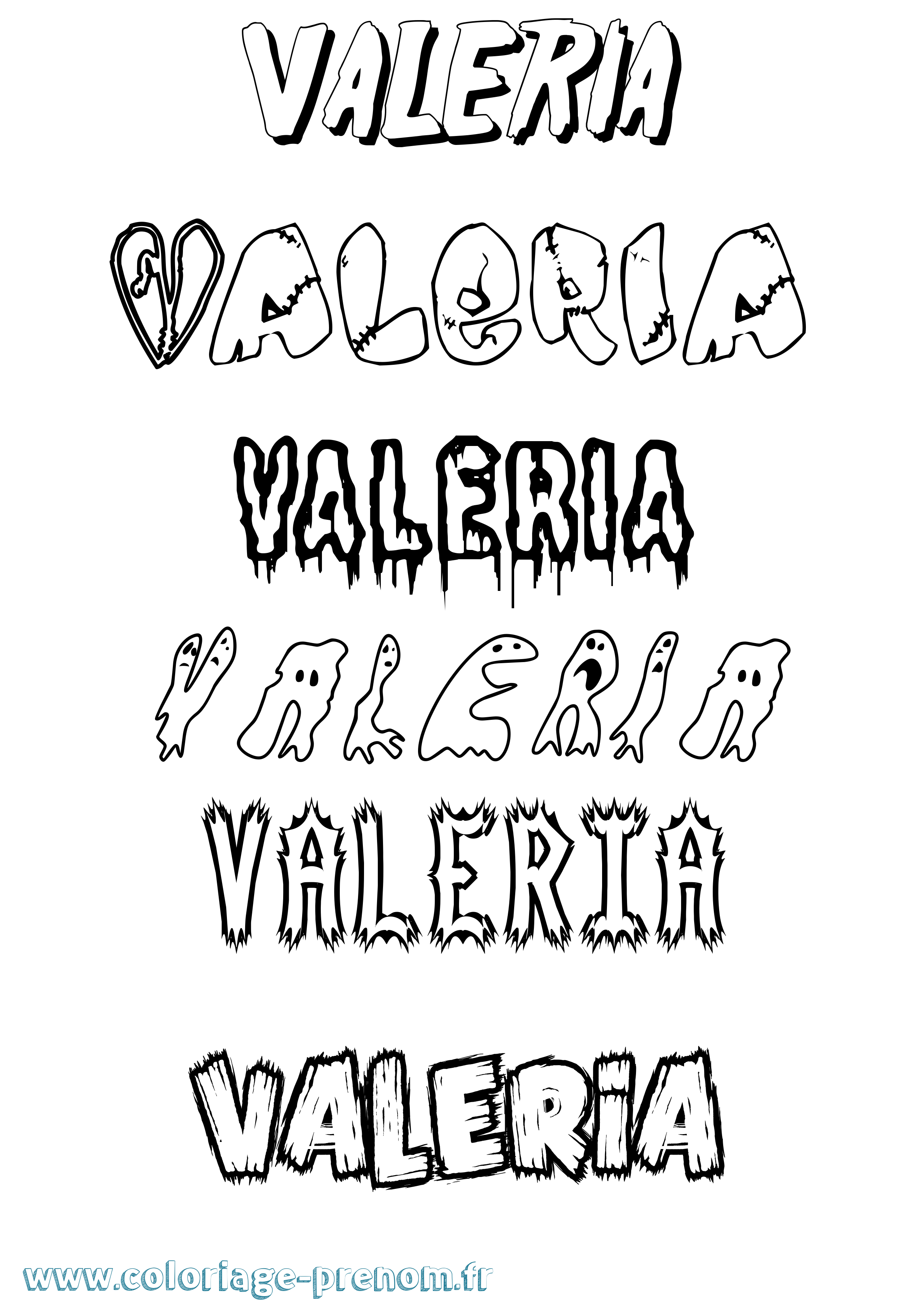 Coloriage prénom Valeria Frisson