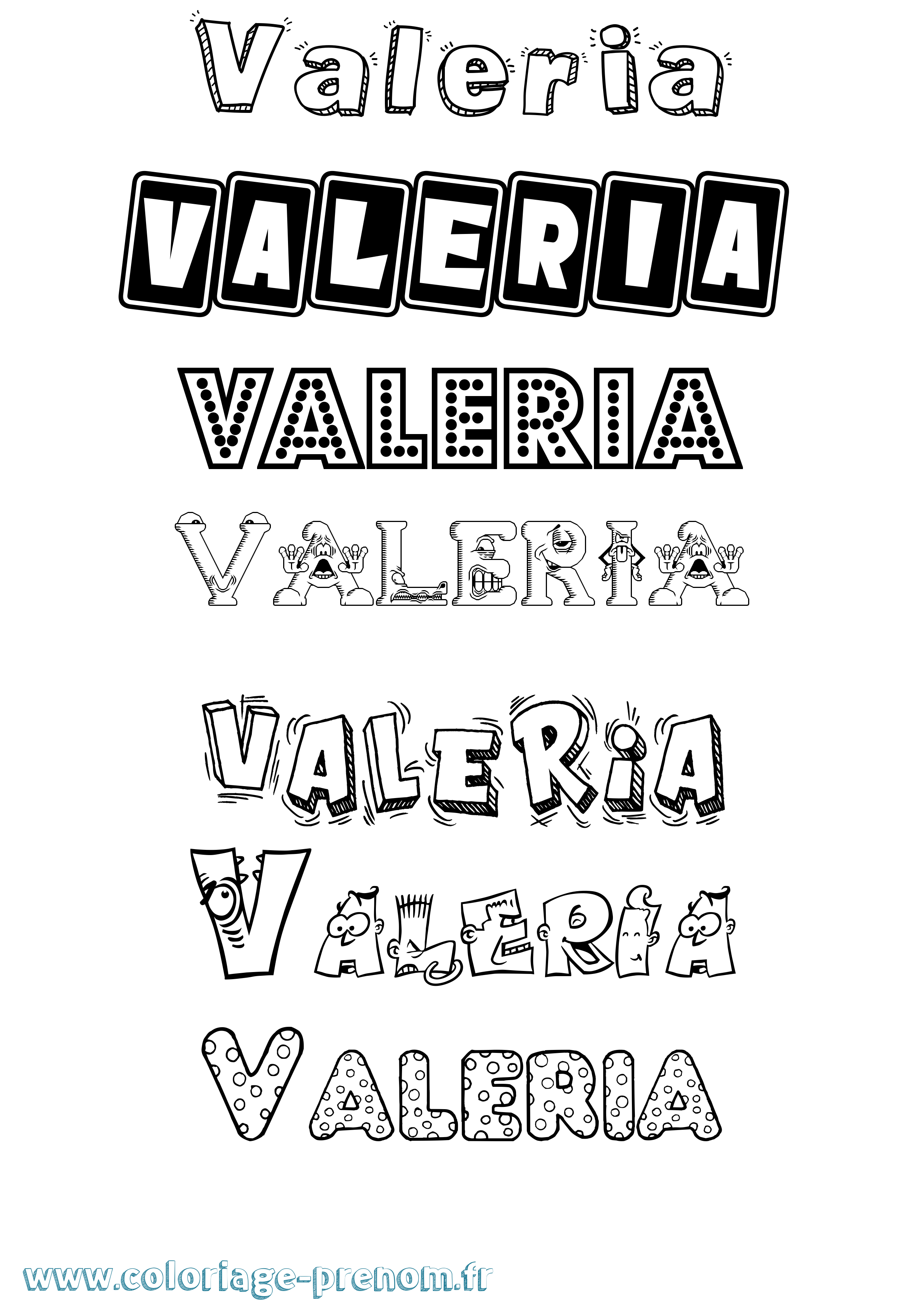 Coloriage prénom Valeria Fun