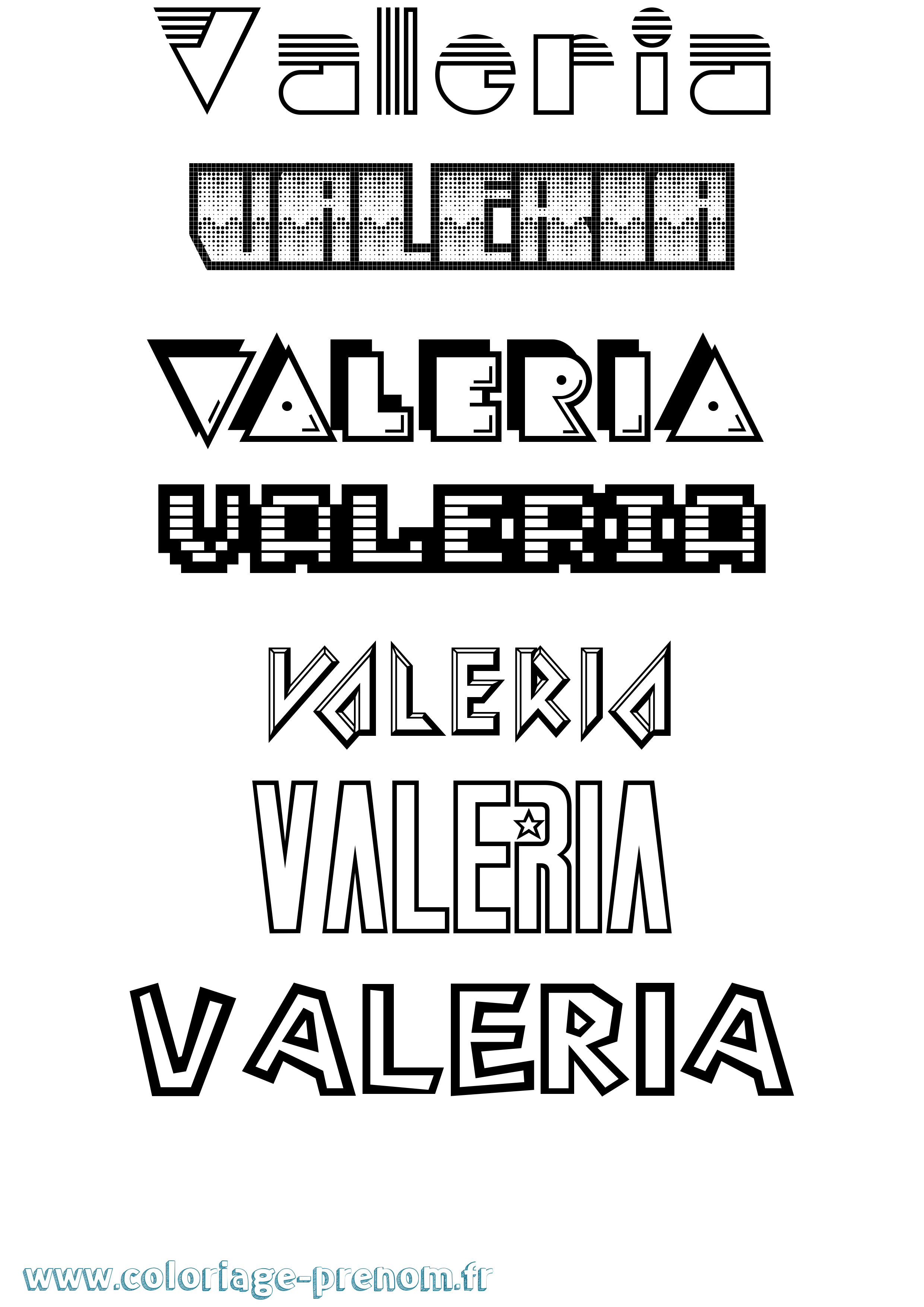 Coloriage prénom Valeria Jeux Vidéos