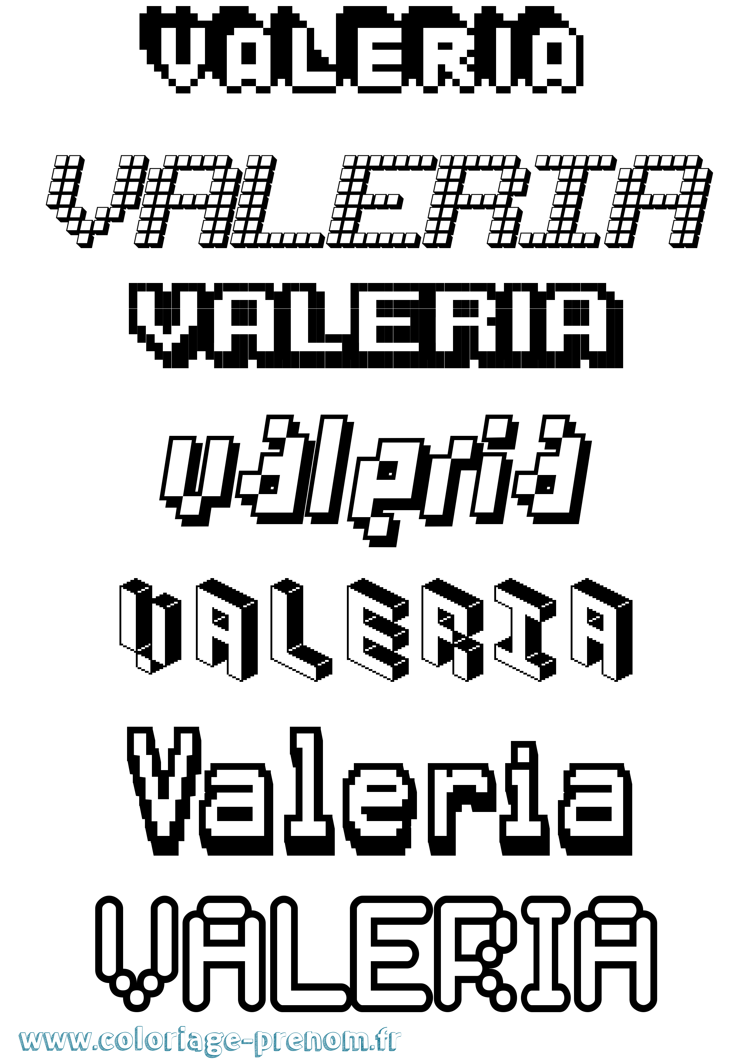 Coloriage Valeria Pixel Coloriage prénom Valeria Pixel