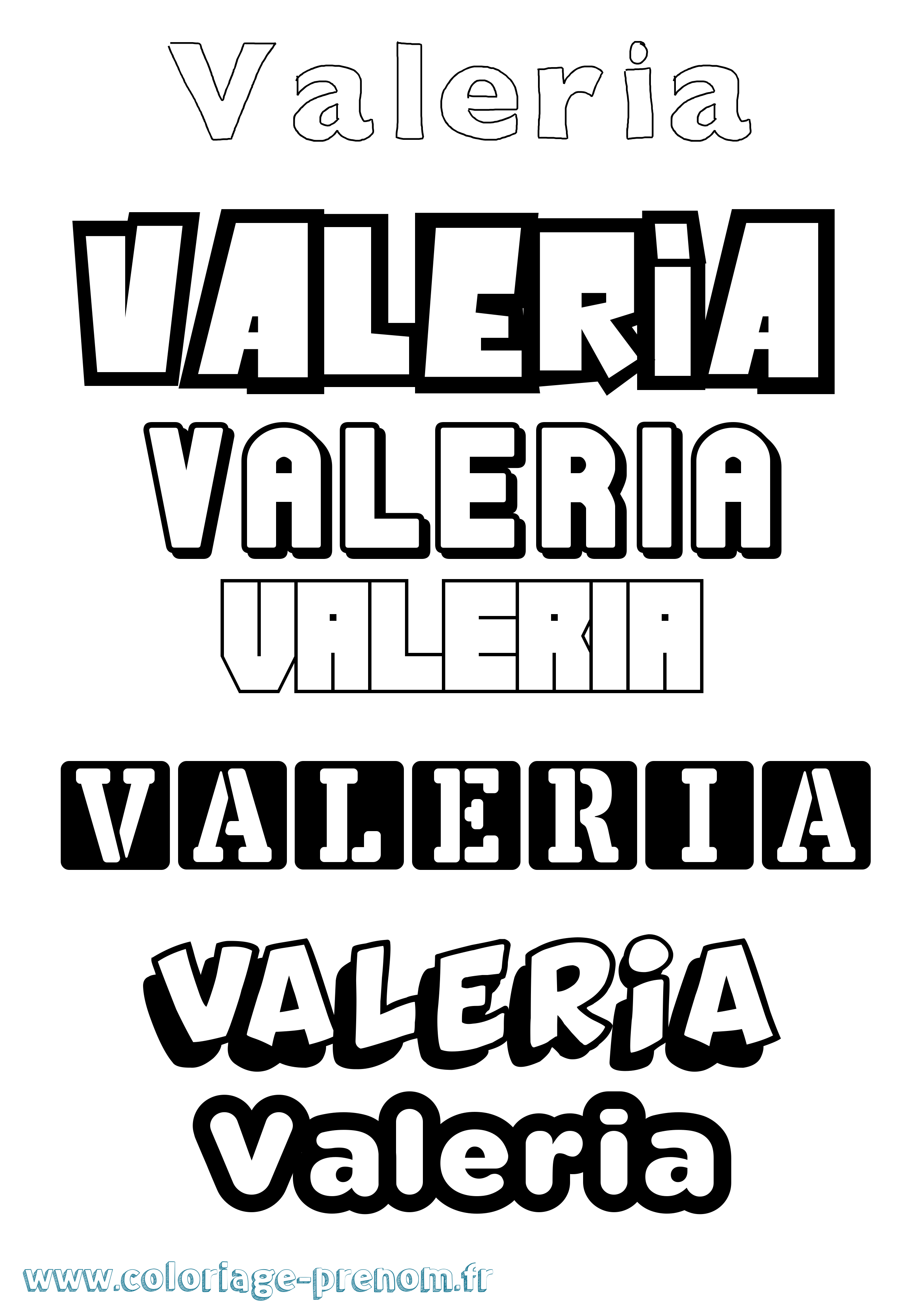 Coloriage prénom Valeria Simple