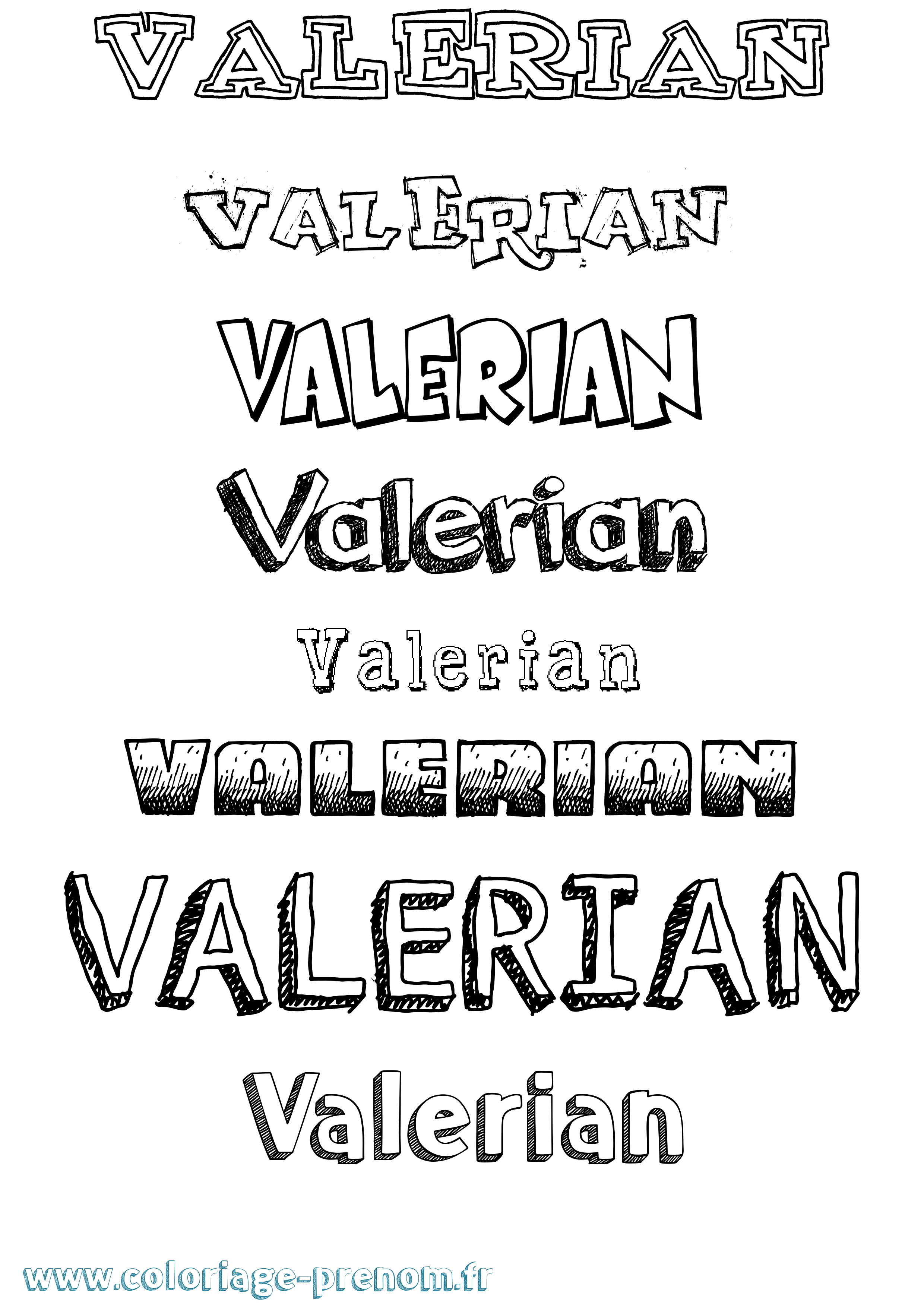 Coloriage prénom Valerian Dessiné