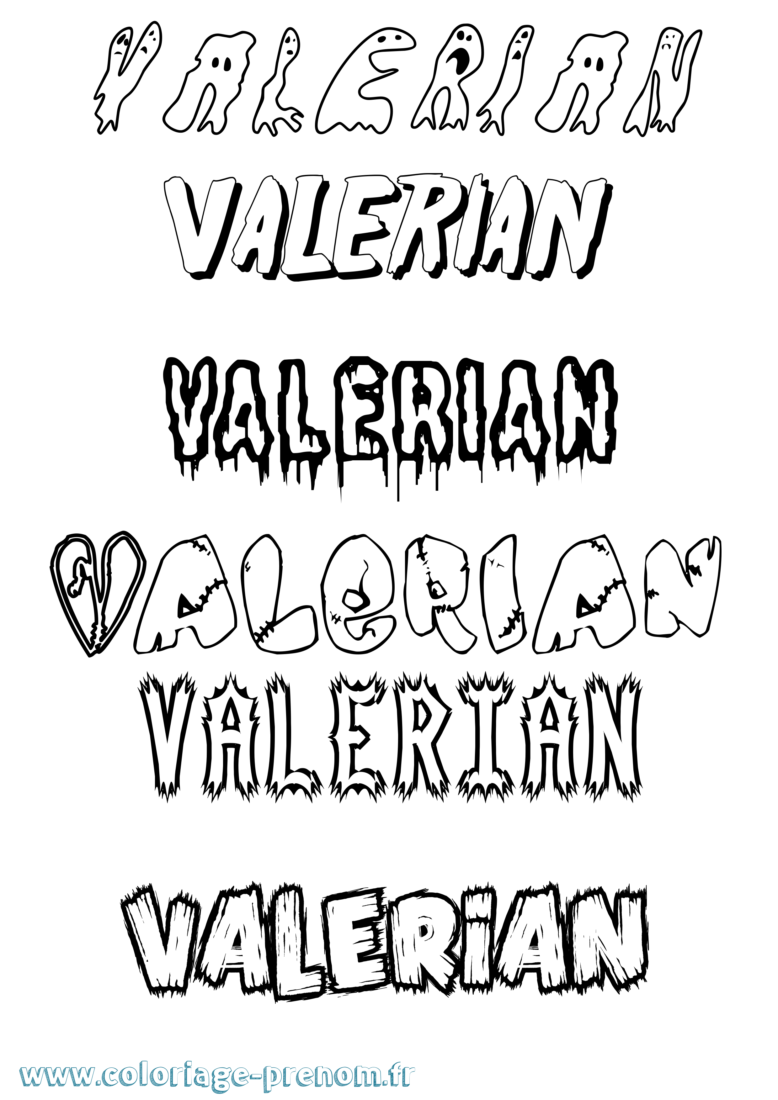 Coloriage prénom Valerian Frisson