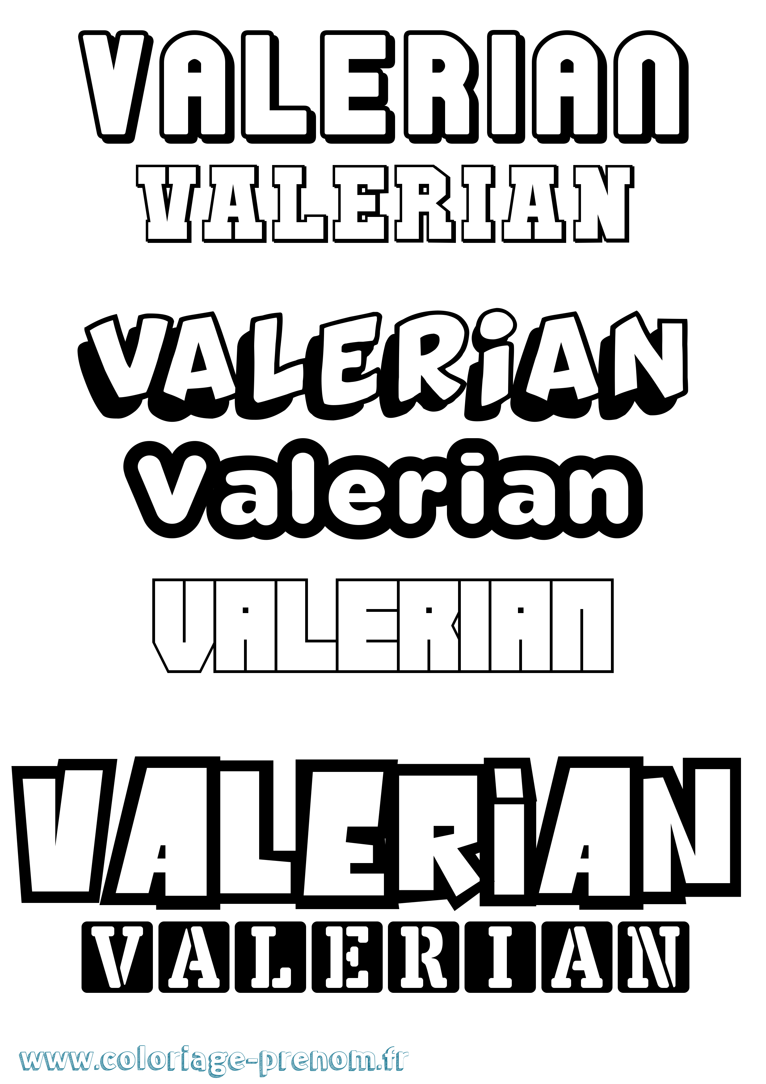 Coloriage prénom Valerian Simple