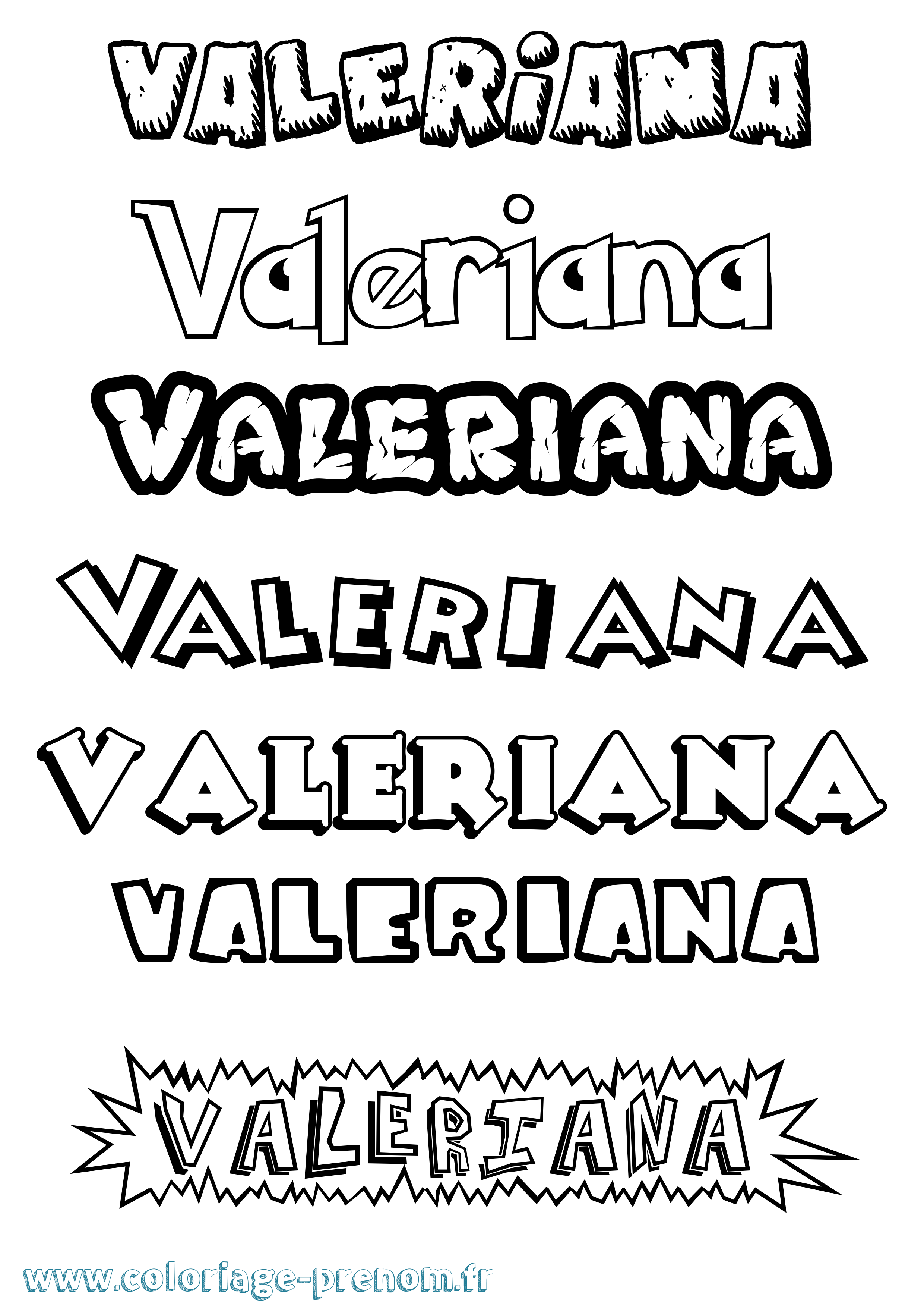 Coloriage prénom Valeriana Dessin Animé