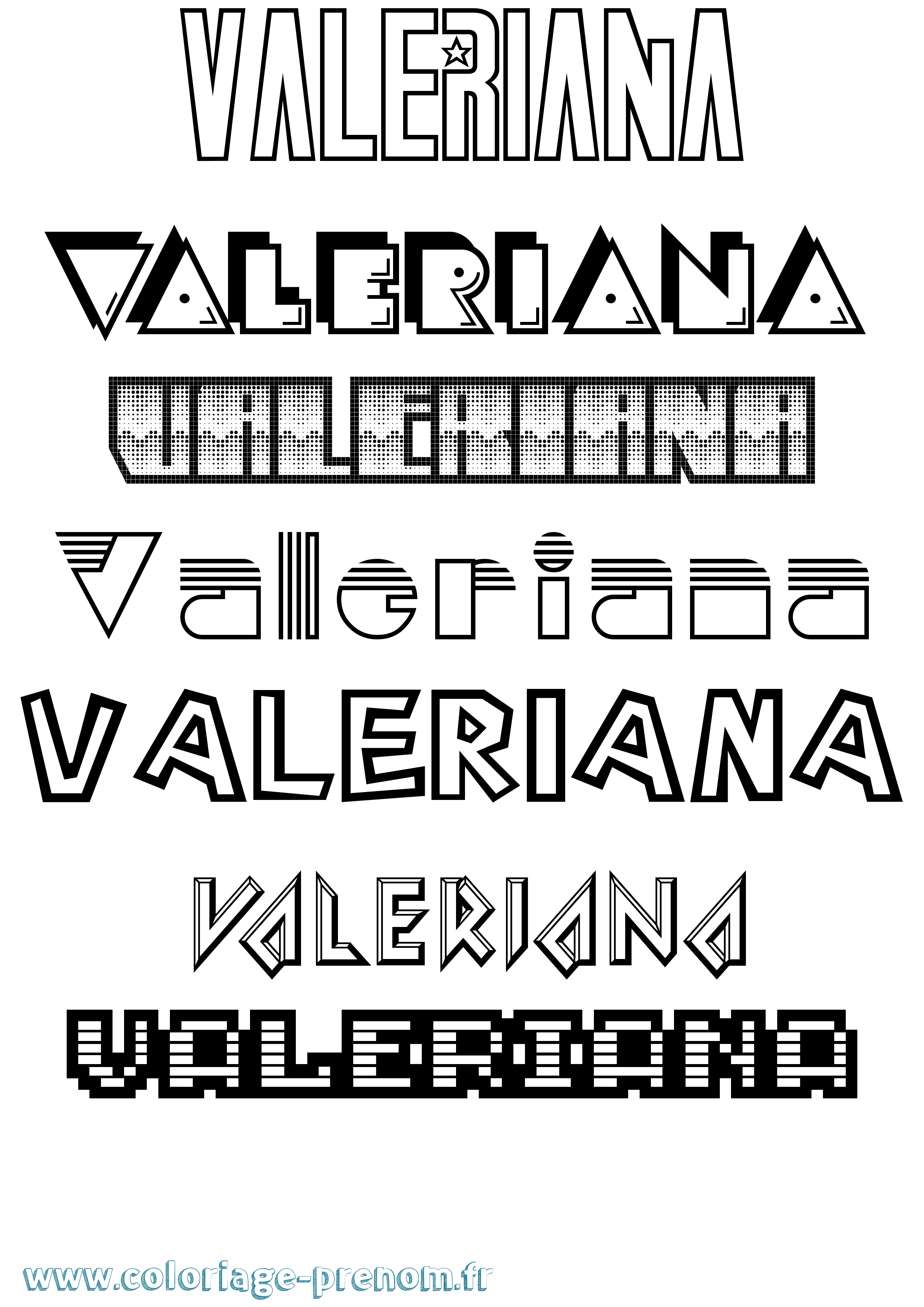 Coloriage prénom Valeriana Jeux Vidéos