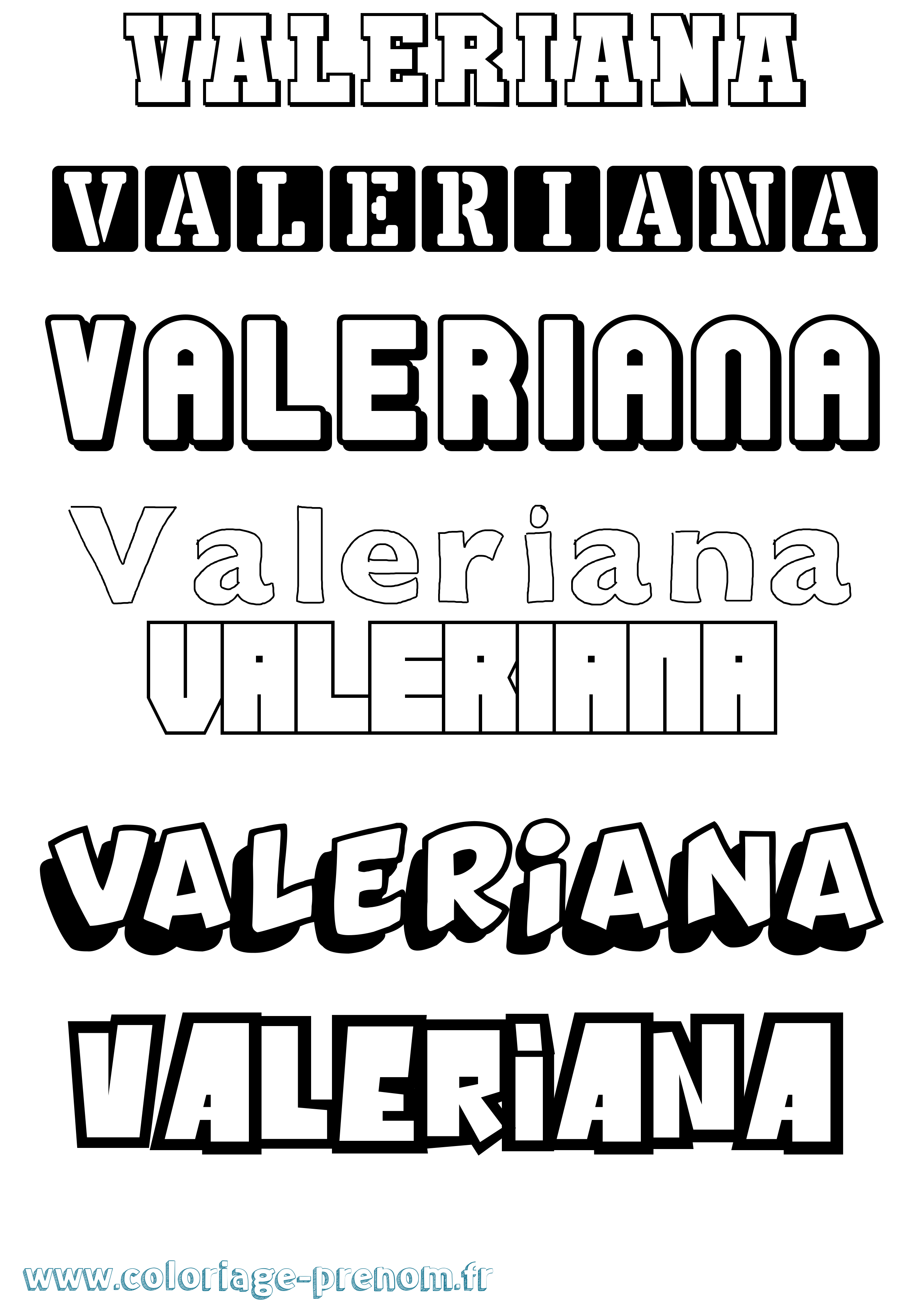 Coloriage prénom Valeriana Simple