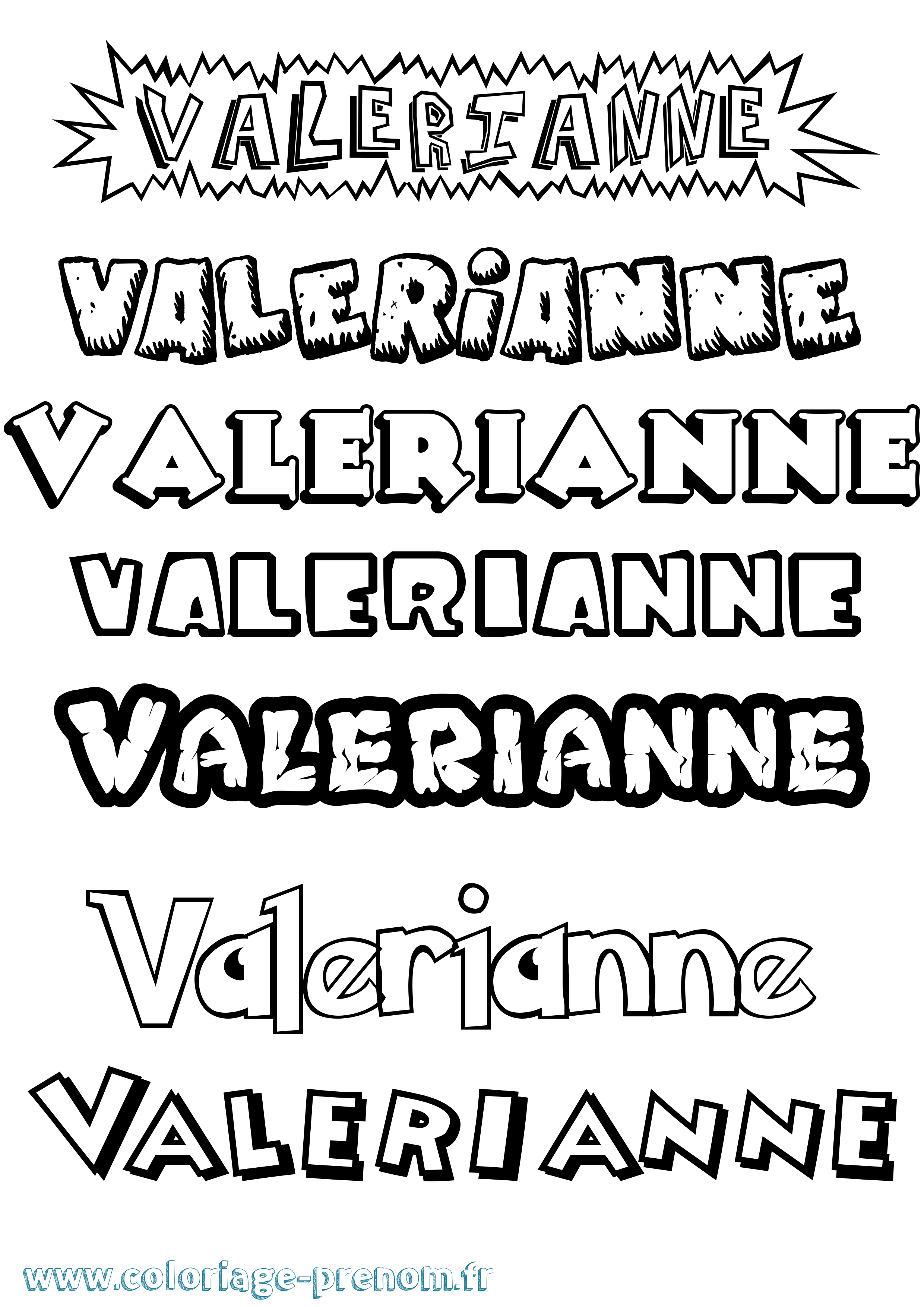 Coloriage prénom Valerianne Dessin Animé