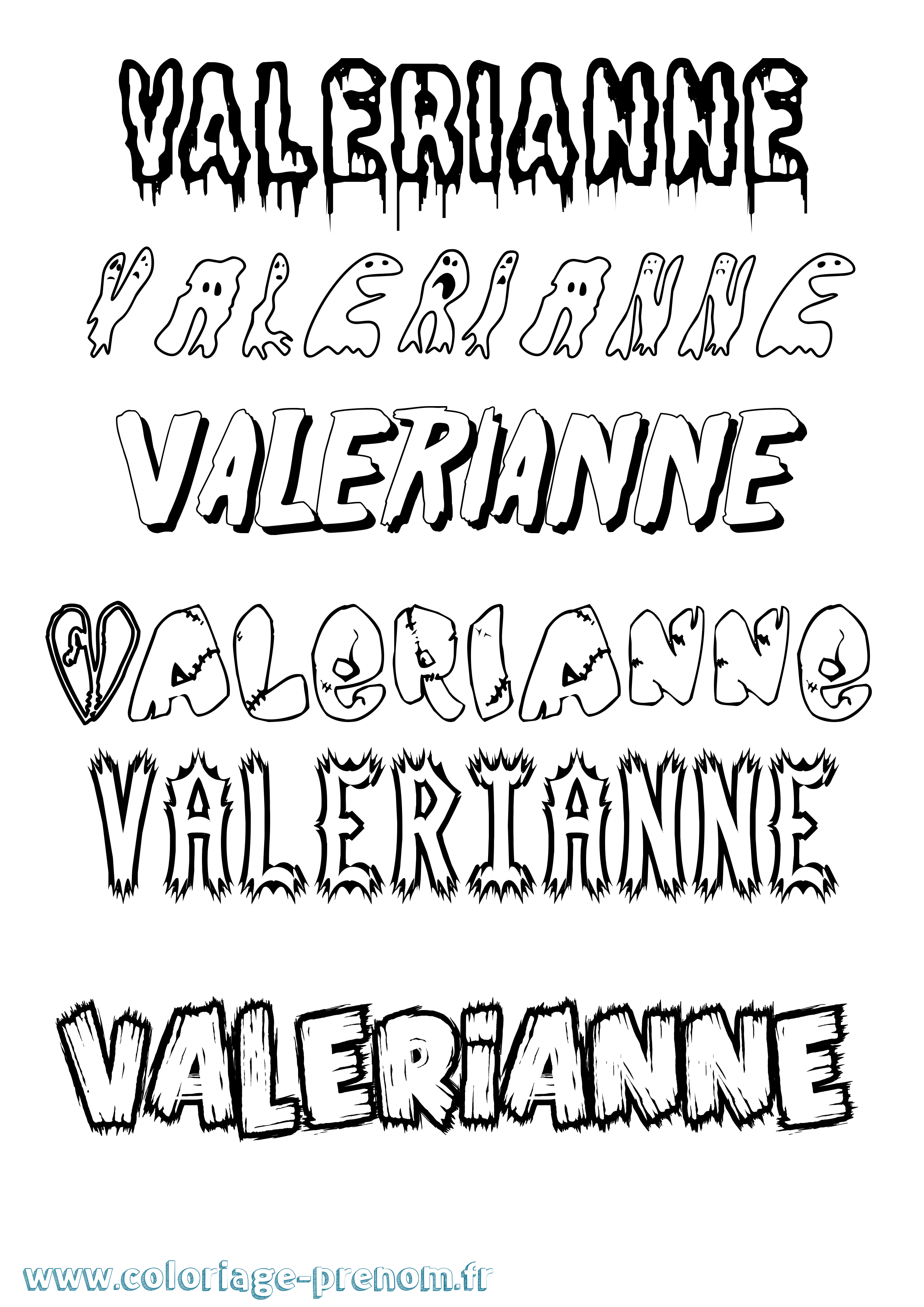 Coloriage prénom Valerianne Frisson