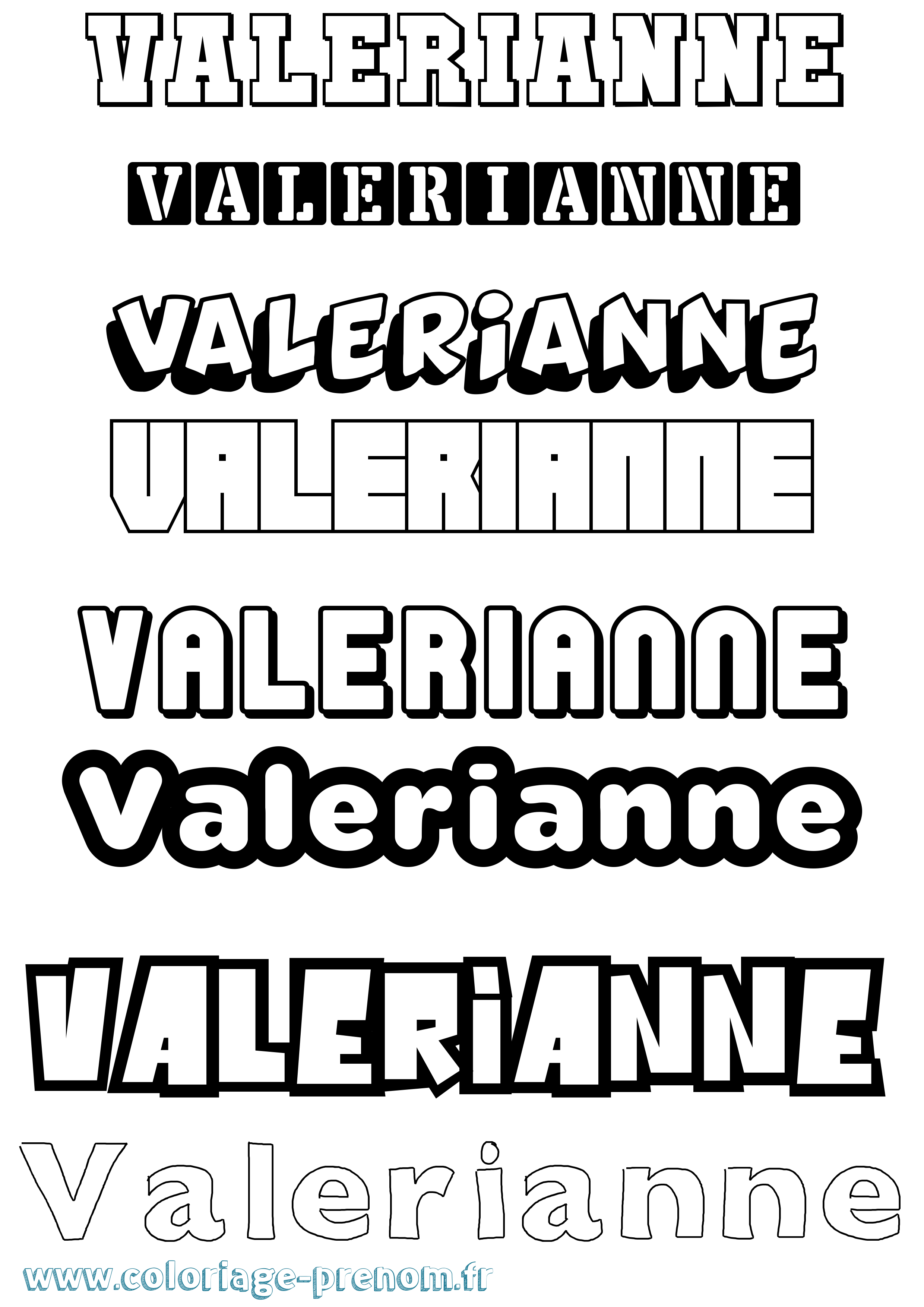 Coloriage prénom Valerianne Simple