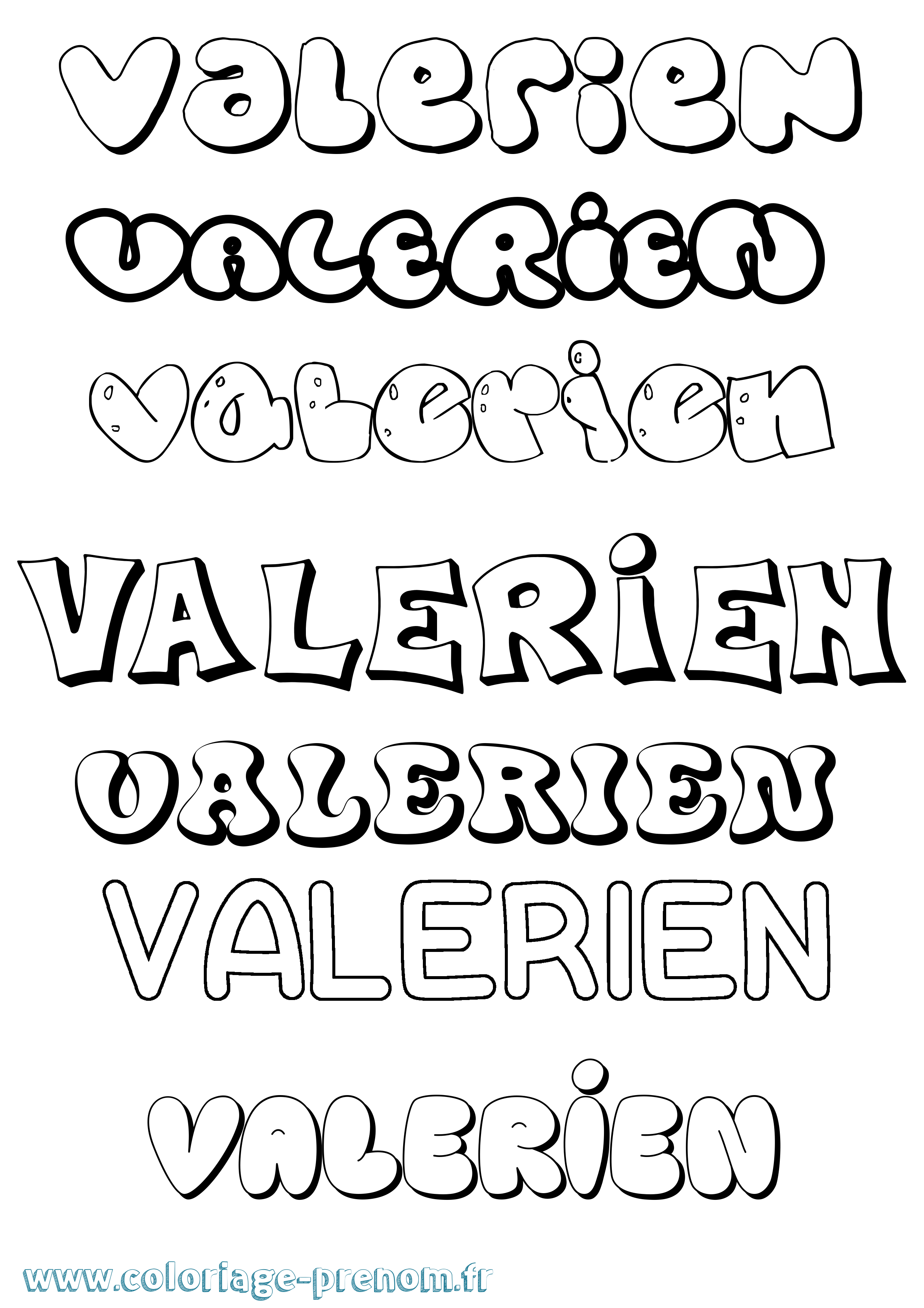 Coloriage Valerien Bubble Coloriage prénom Valerien Bubble