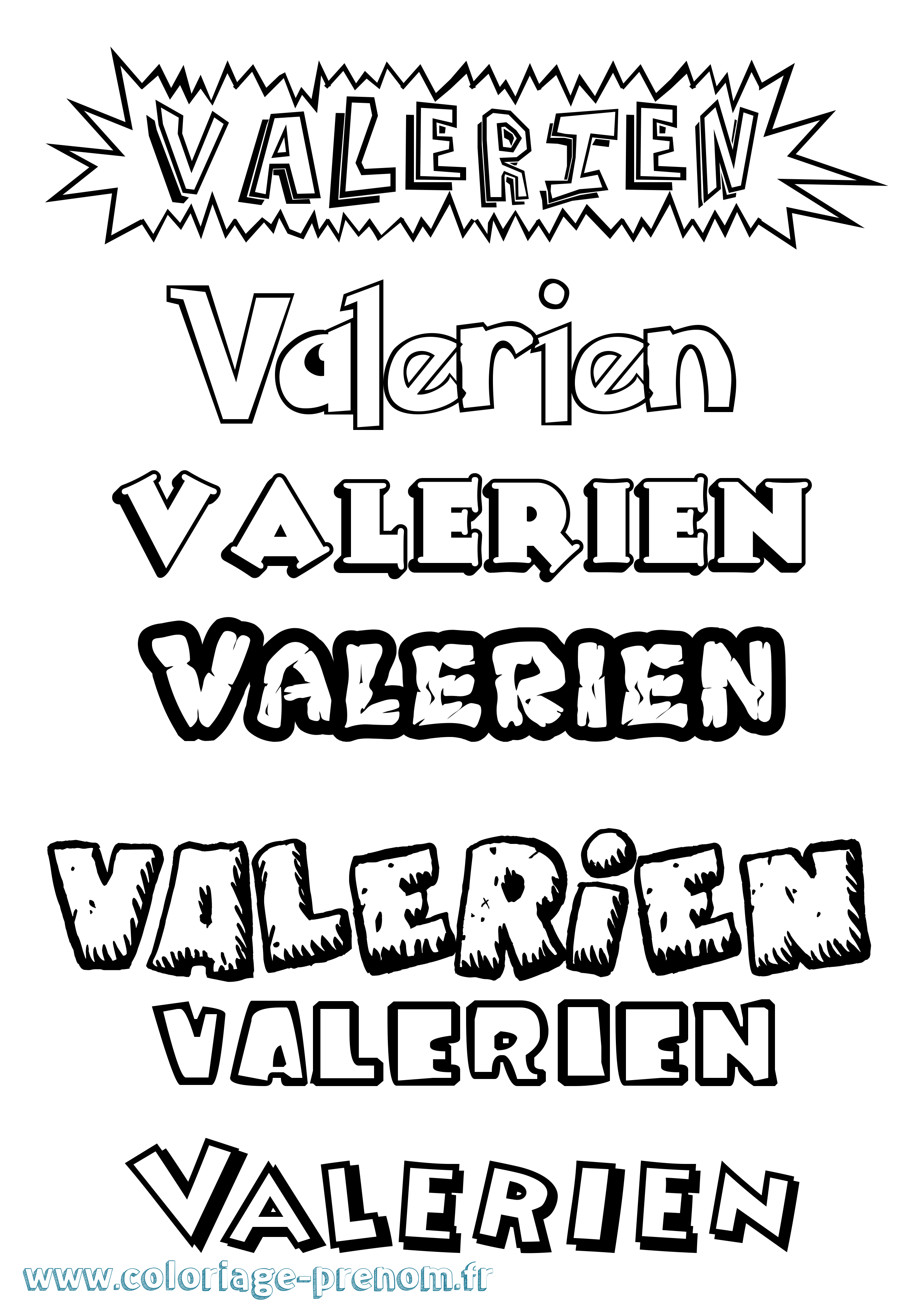 Coloriage Valerien Dessin Animé Coloriage prénom Valerien Dessin Animé