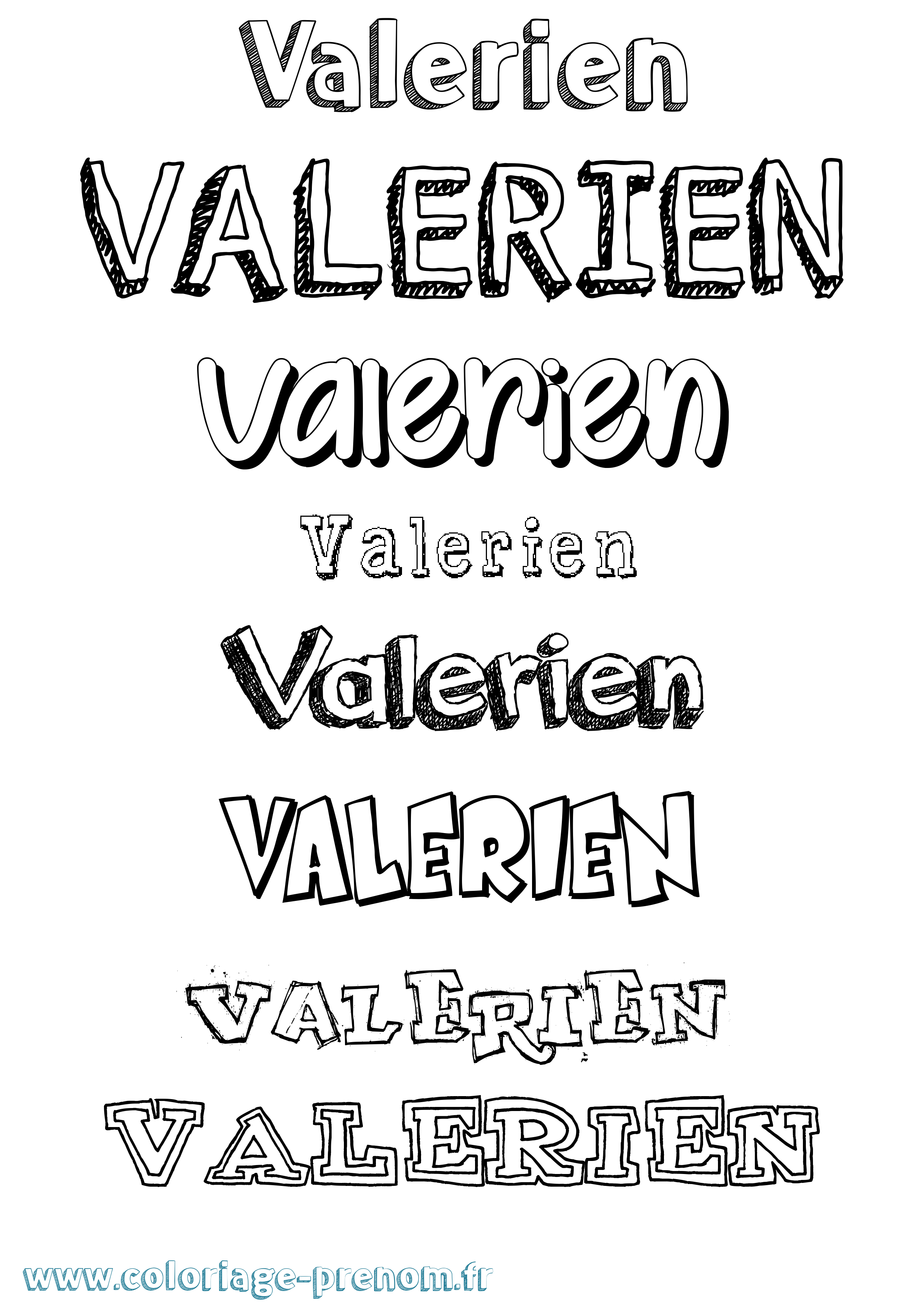Coloriage Valerien Dessiné Coloriage prénom Valerien Dessiné