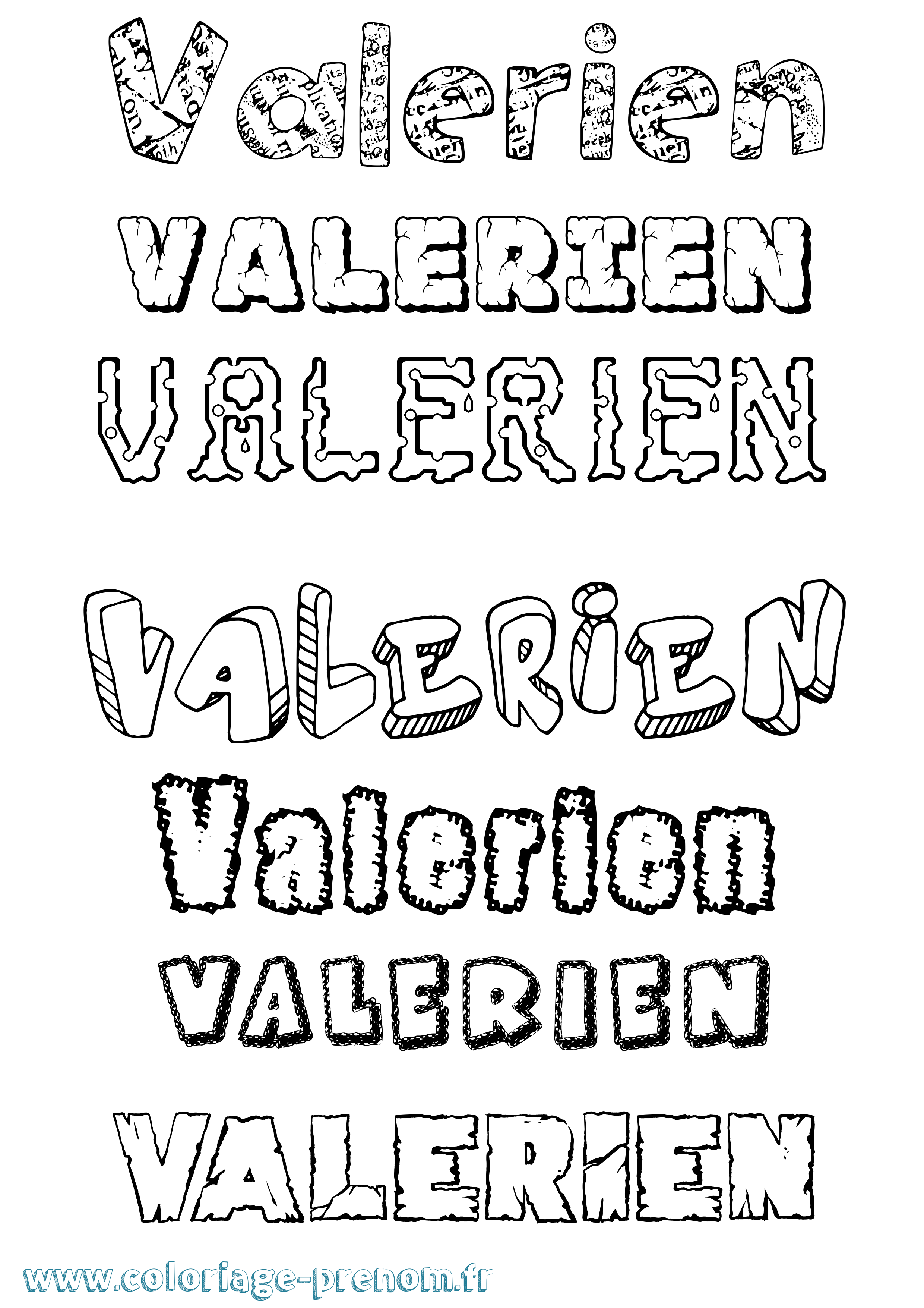 Coloriage Valerien Destructuré Coloriage prénom Valerien Destructuré