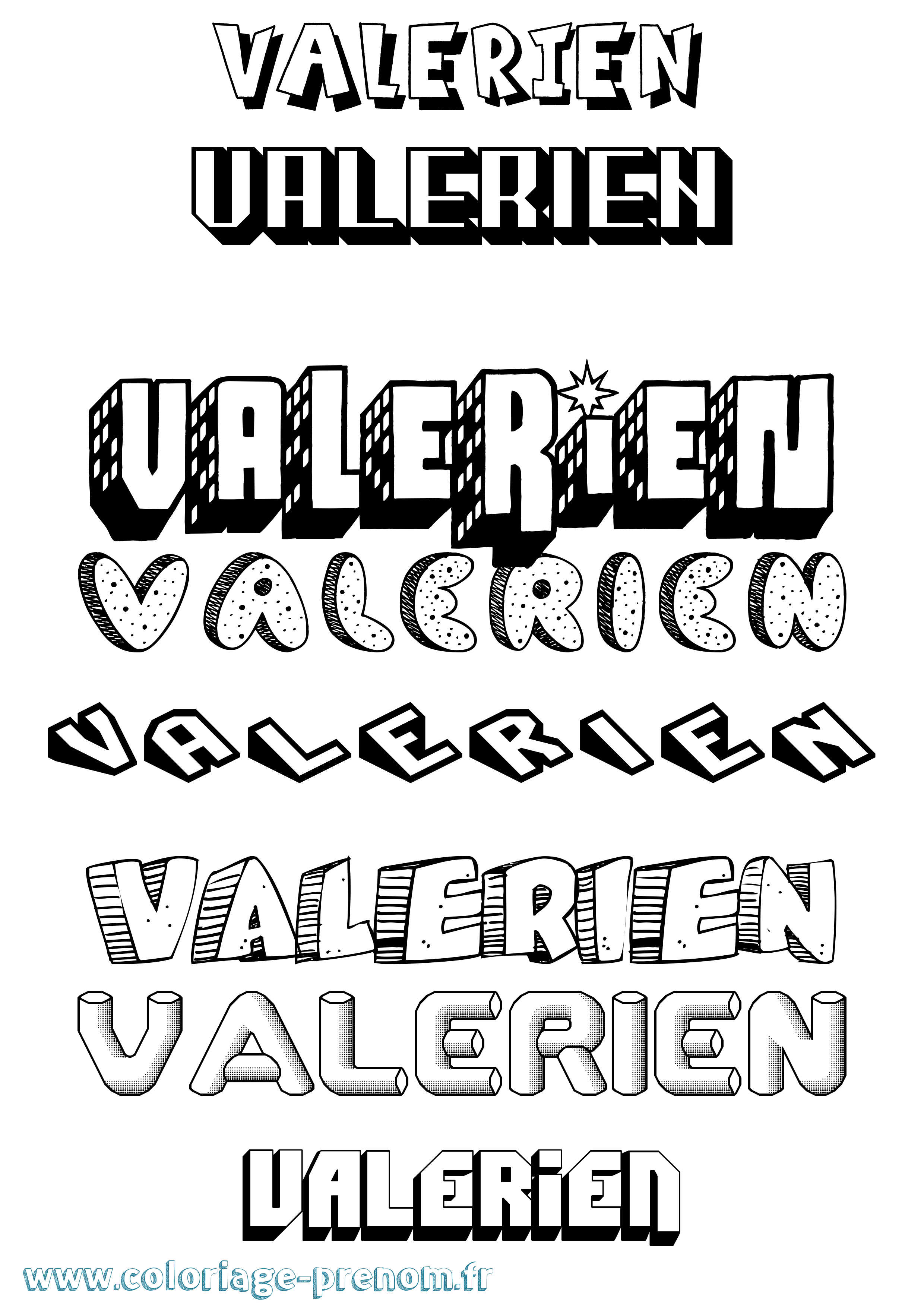 Coloriage Valerien Effet 3D Coloriage prénom Valerien Effet 3D