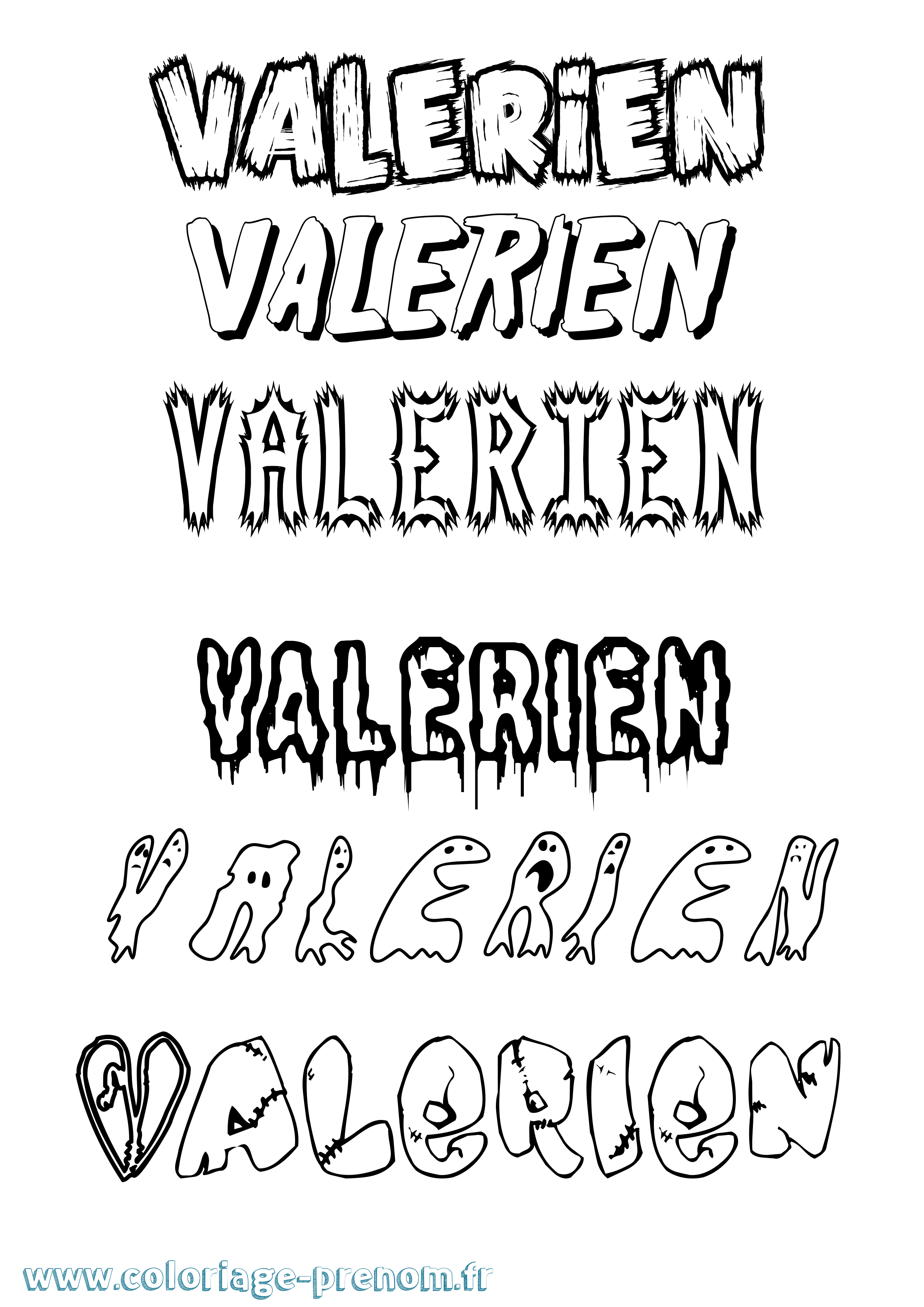 Coloriage Valerien Frisson Coloriage prénom Valerien Frisson