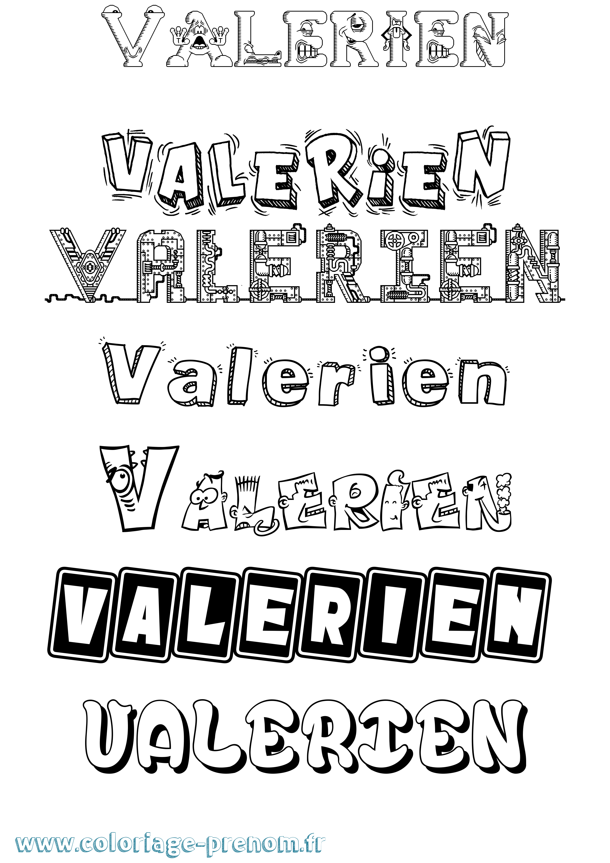 Coloriage Valerien Fun Coloriage prénom Valerien Fun